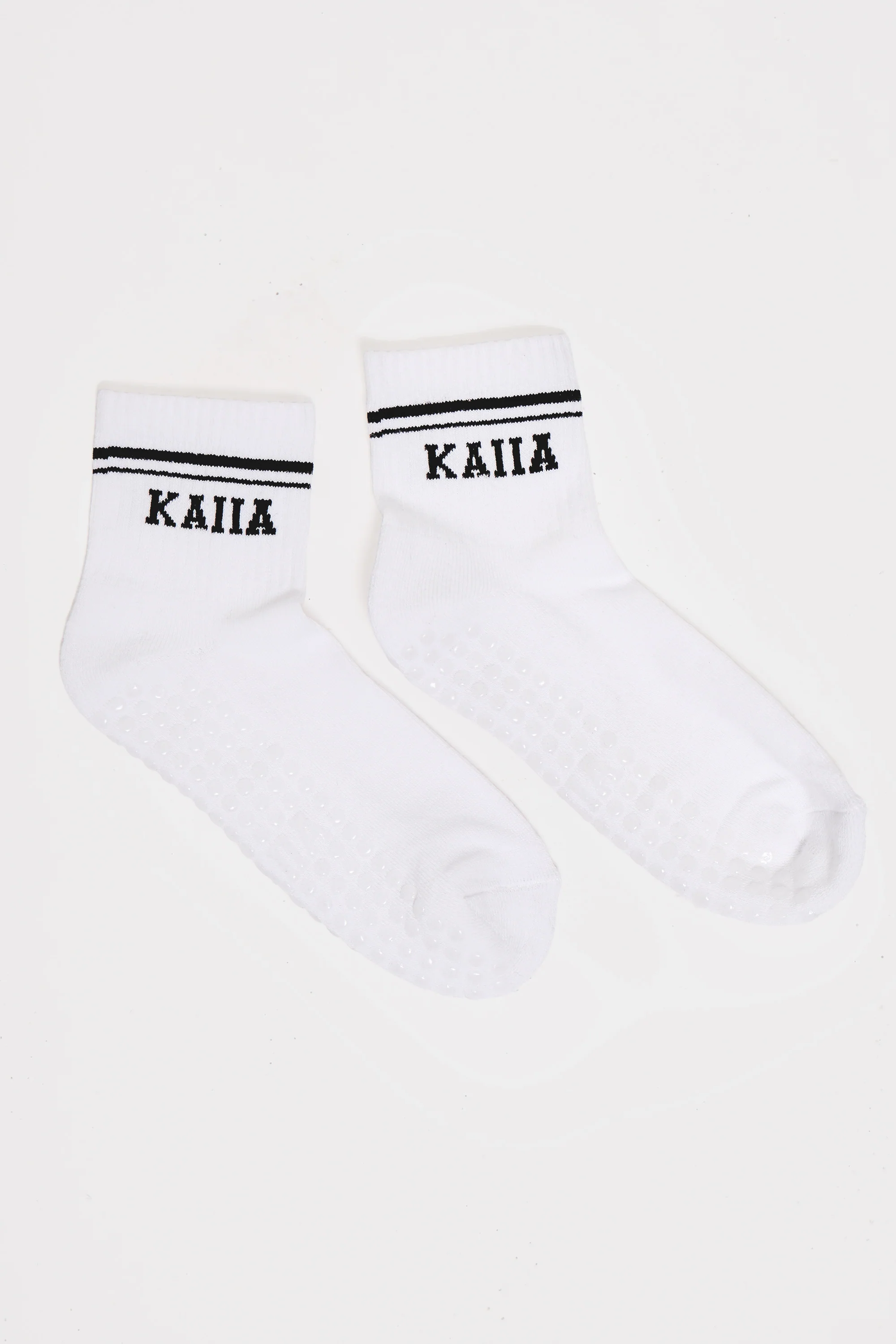Kaiia Stripe Pilates Grip Socks White & Black