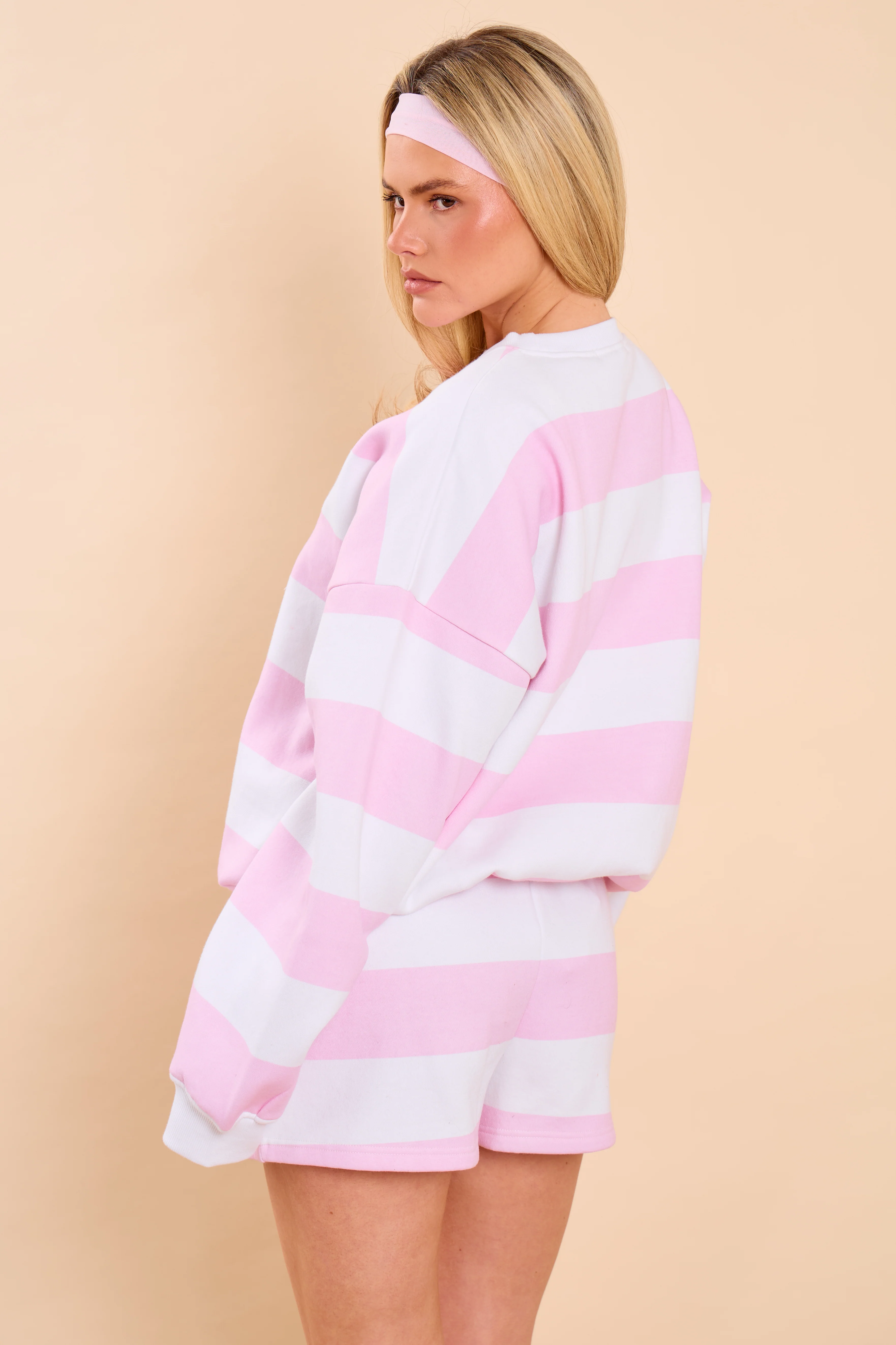 Kaiia Striped Oversized Sweatshirt Pink Sugar & Cream - Image 4