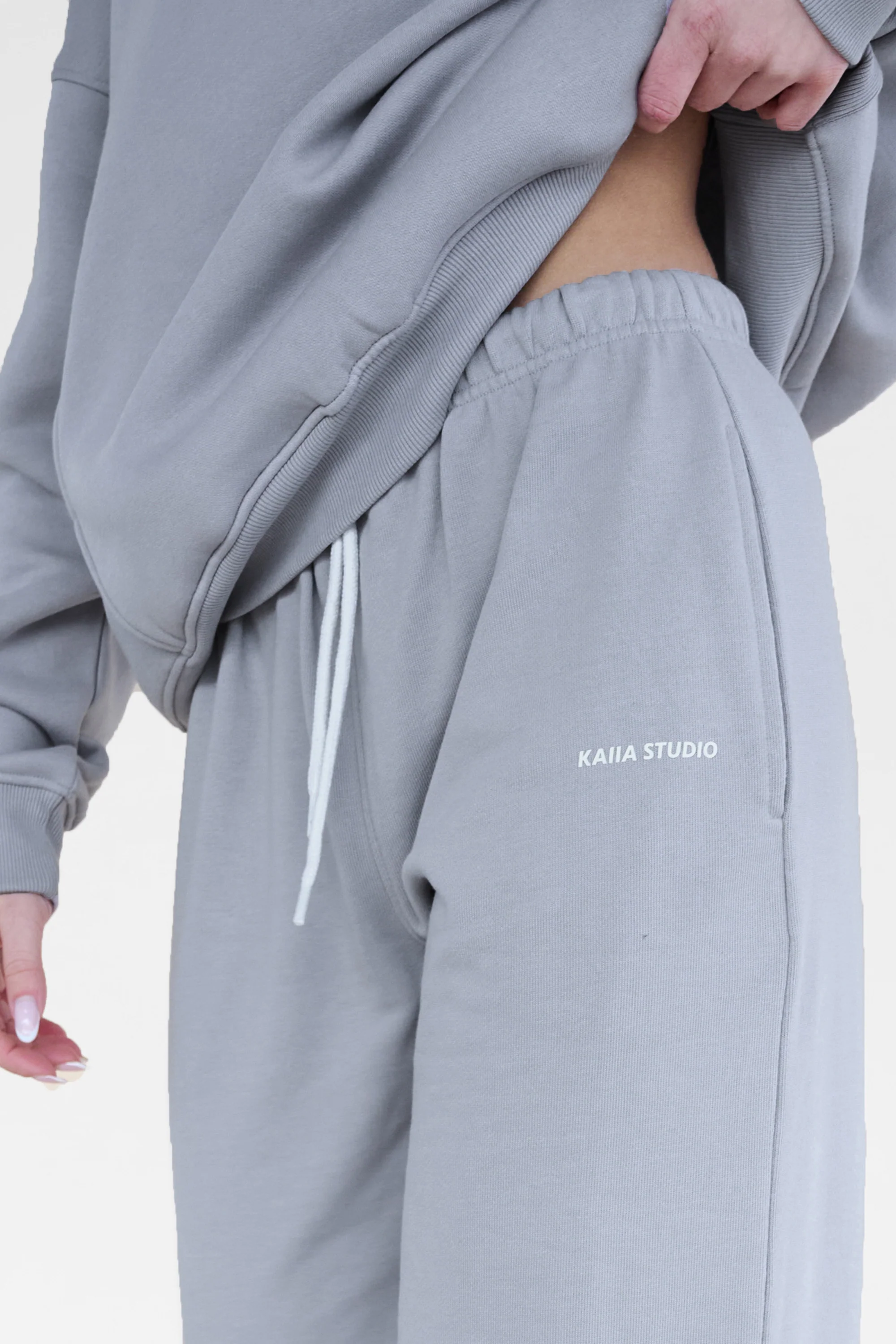 Kaiia Studio Baggy Wide Leg Sweat Pants Grey - Image 4