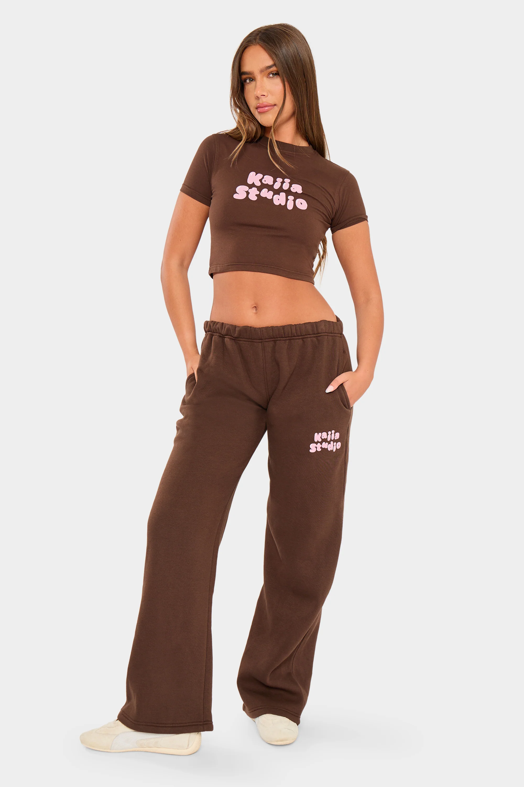 Kaiia Studio Bubble Baby Tee Chocolate & Pink - Image 7