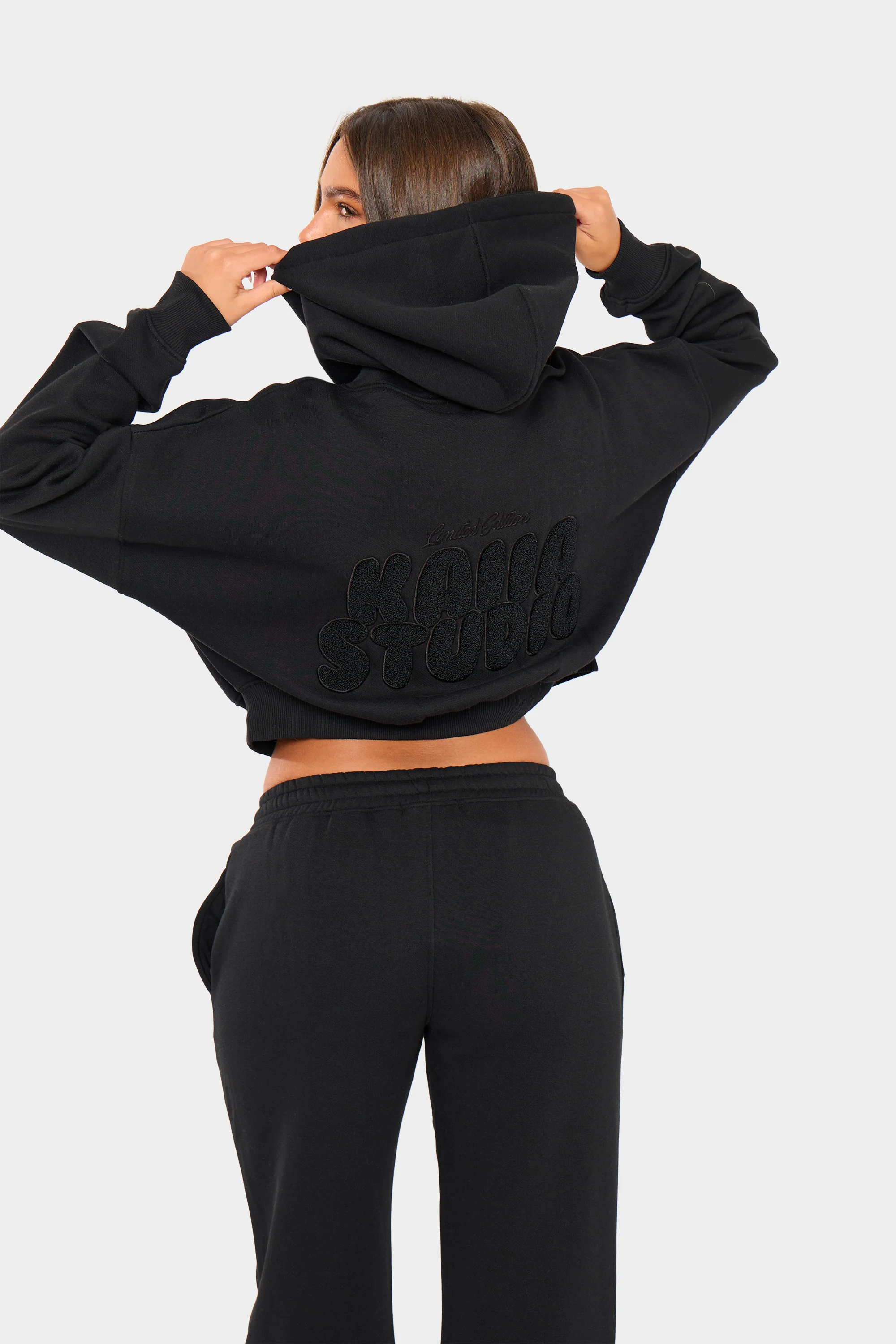 Kaiia Studio Bubble Borg Oversized Zip Through Hoodie Black - Image 6