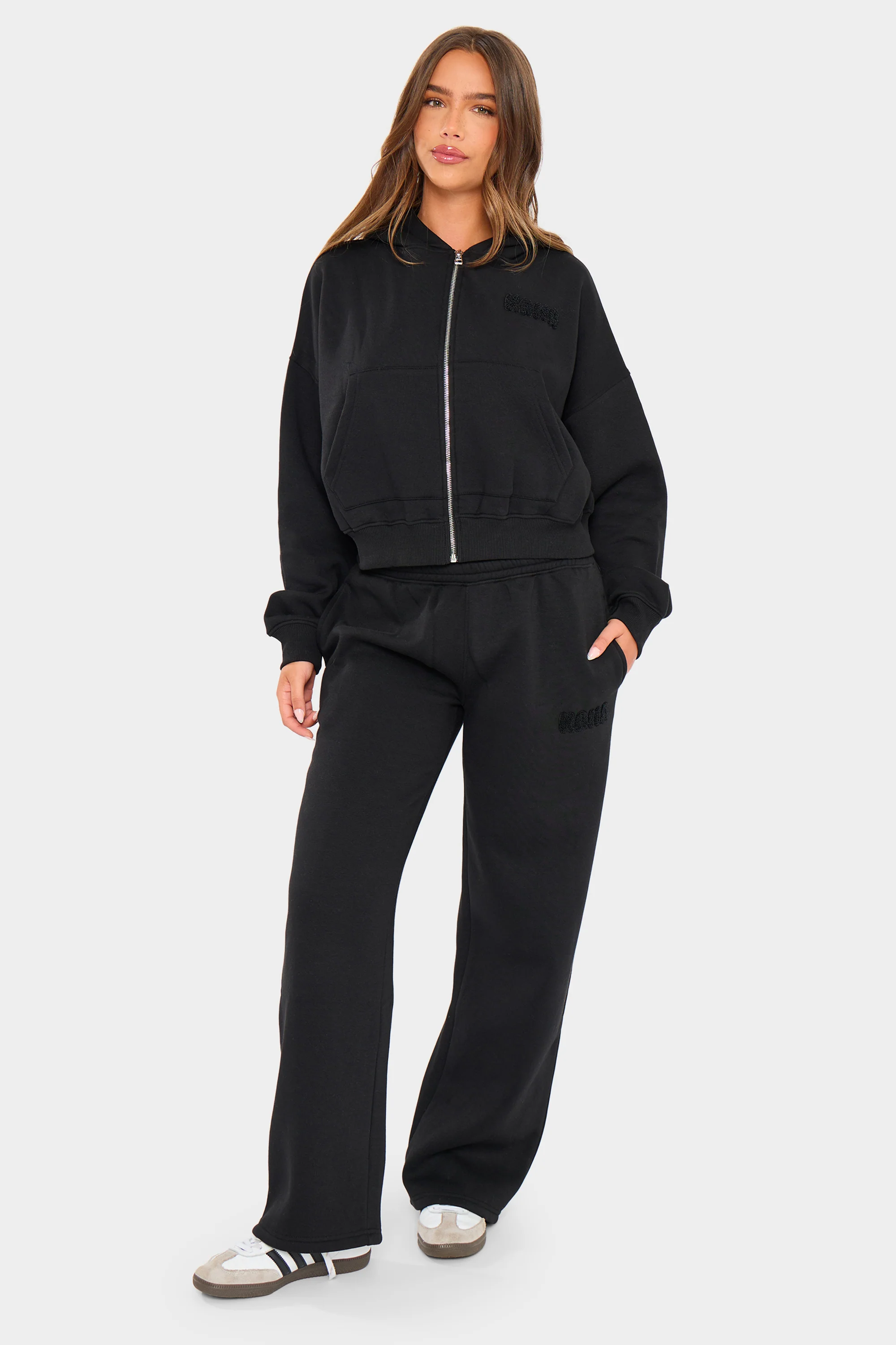 Kaiia Studio Bubble Borg Oversized Zip Through Hoodie Black - Image 7