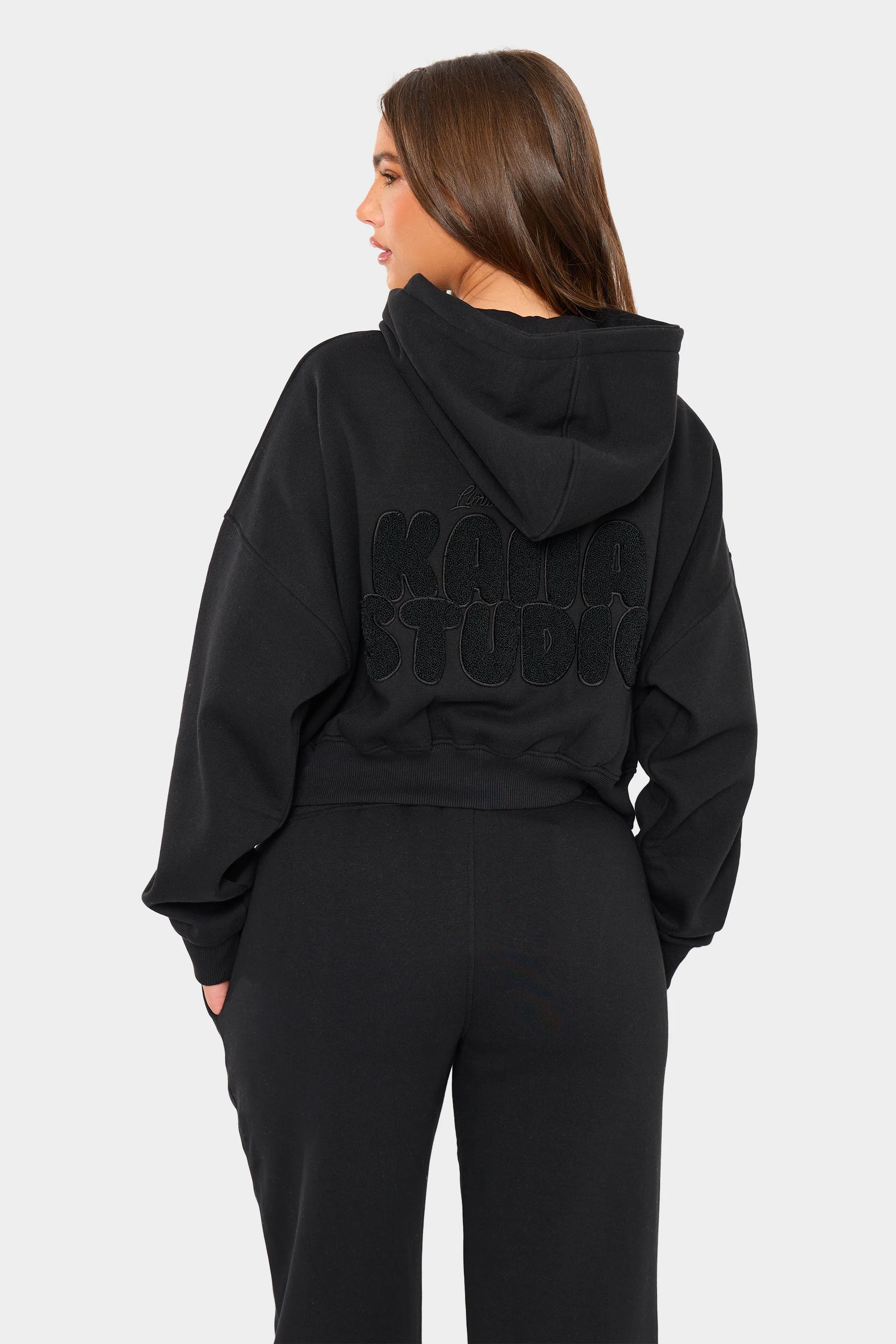 Kaiia Studio Bubble Borg Oversized Zip Through Hoodie Black - Image 8
