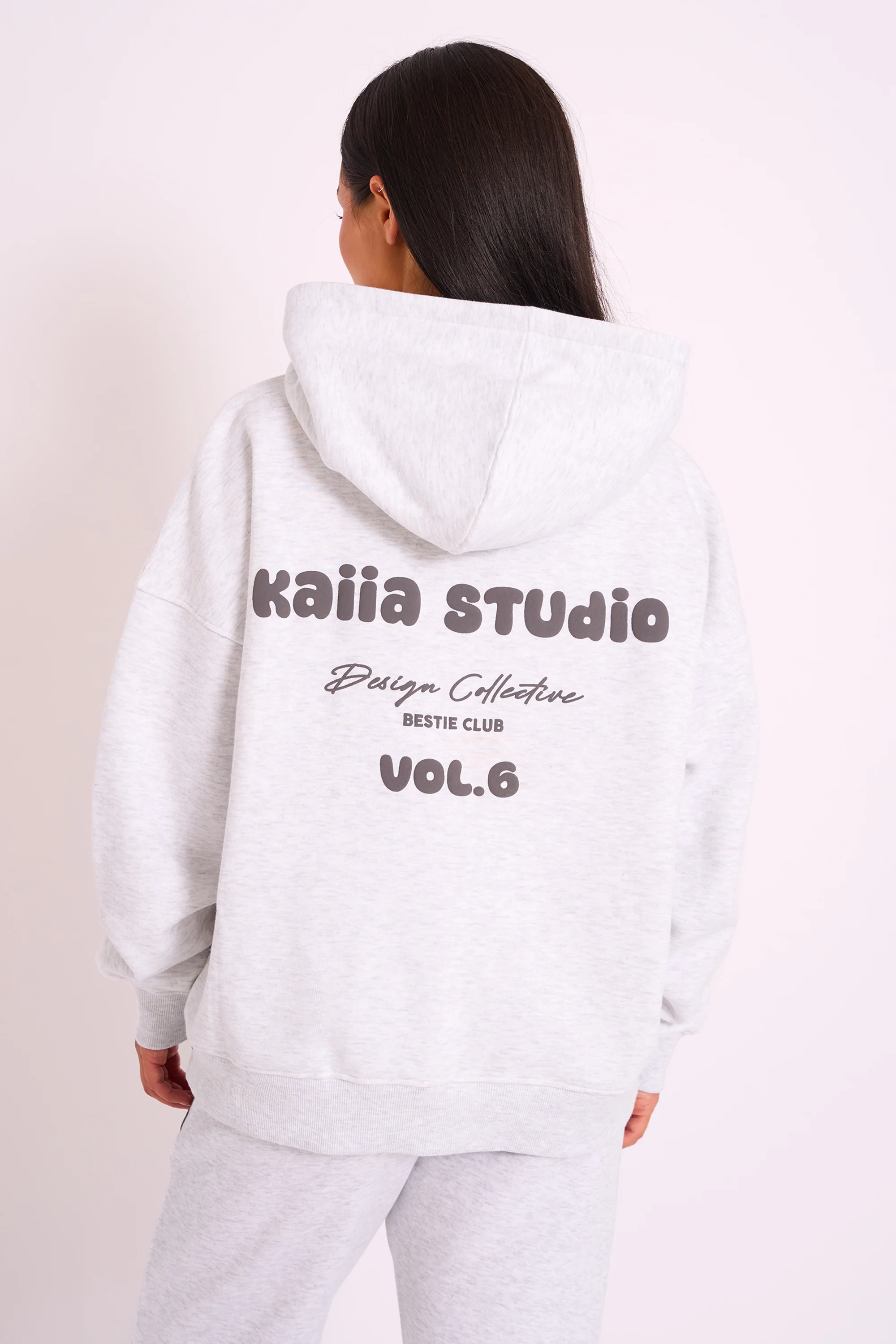 Kaiia Studio Bubble Logo Oversized Hoodie Grey Marl - Image 2