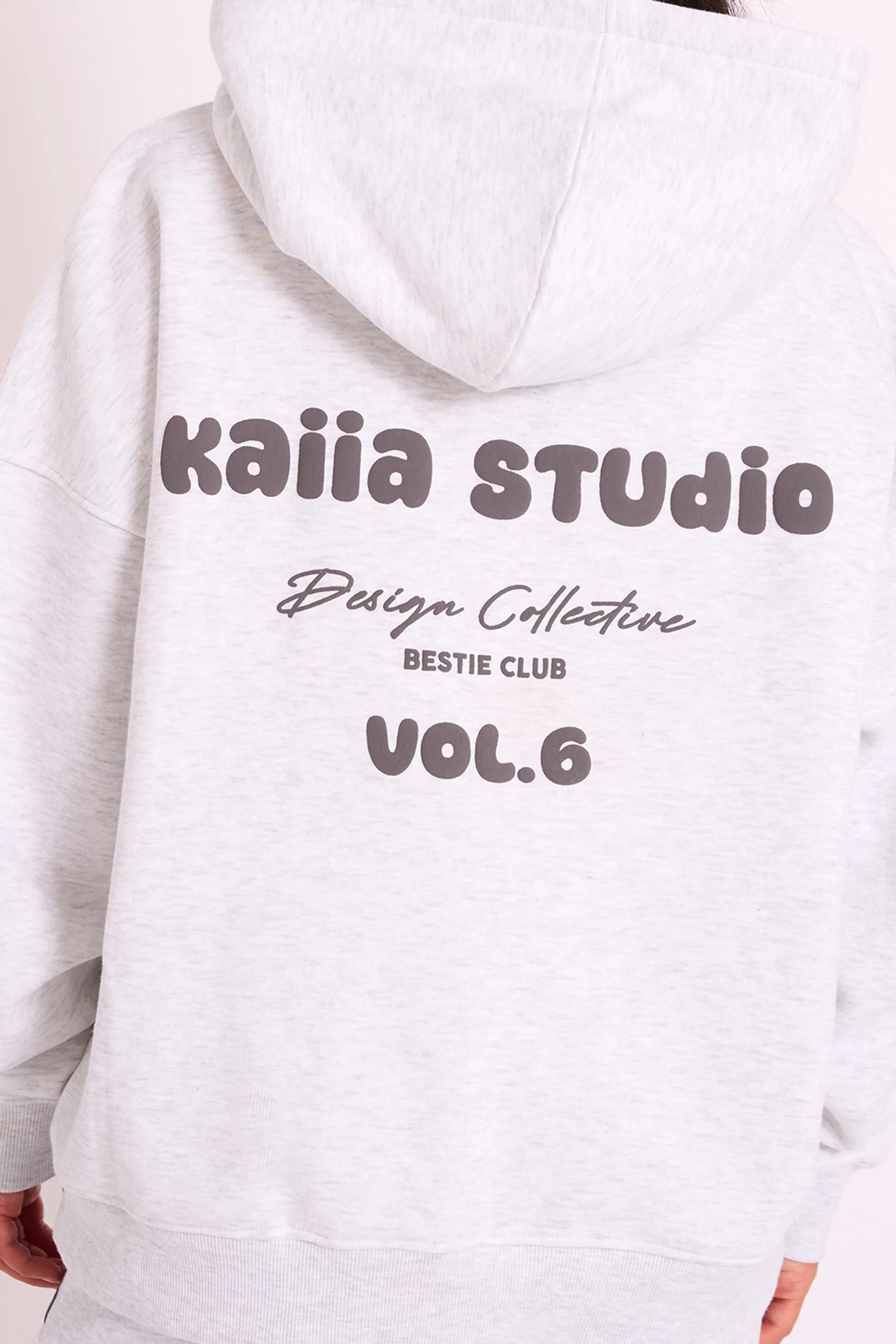 Kaiia Studio Bubble Logo Oversized Hoodie Grey Marl - Image 4