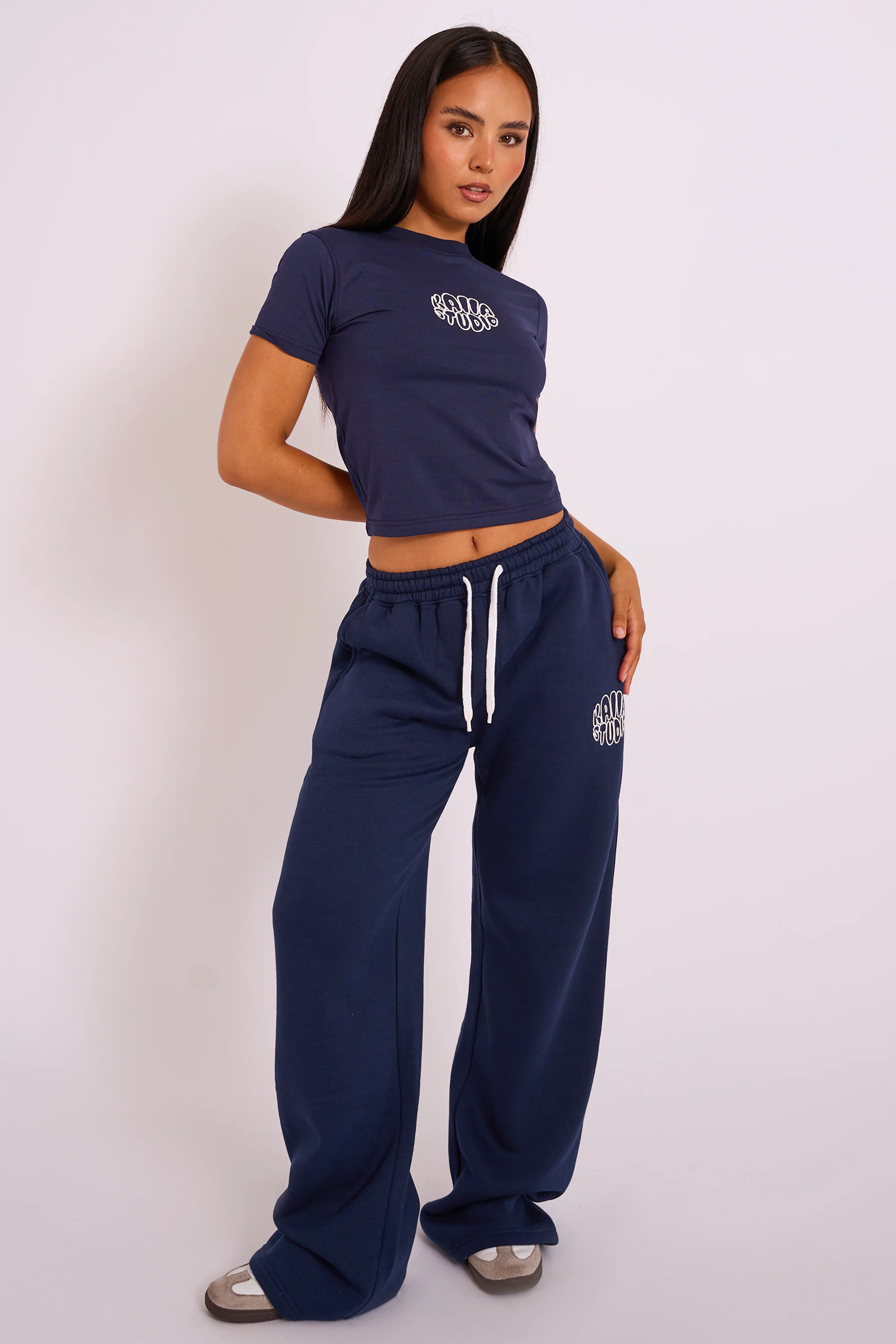 Kaiia Studio Bubble Logo Baby Tee Navy - Image 3