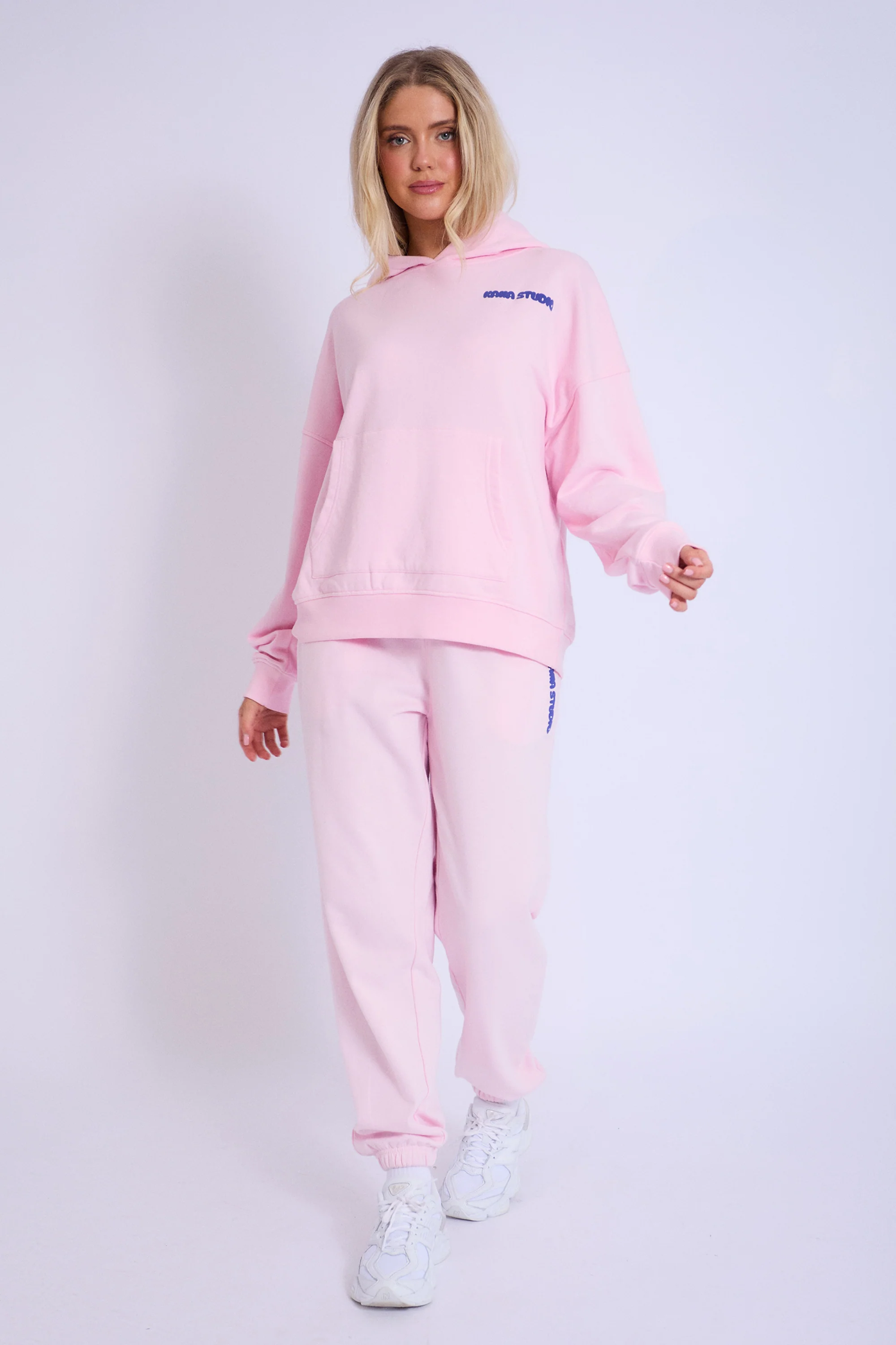 Kaiia Studio Bubble Logo Cuffed Joggers Baby Pink & Blue - Image 2