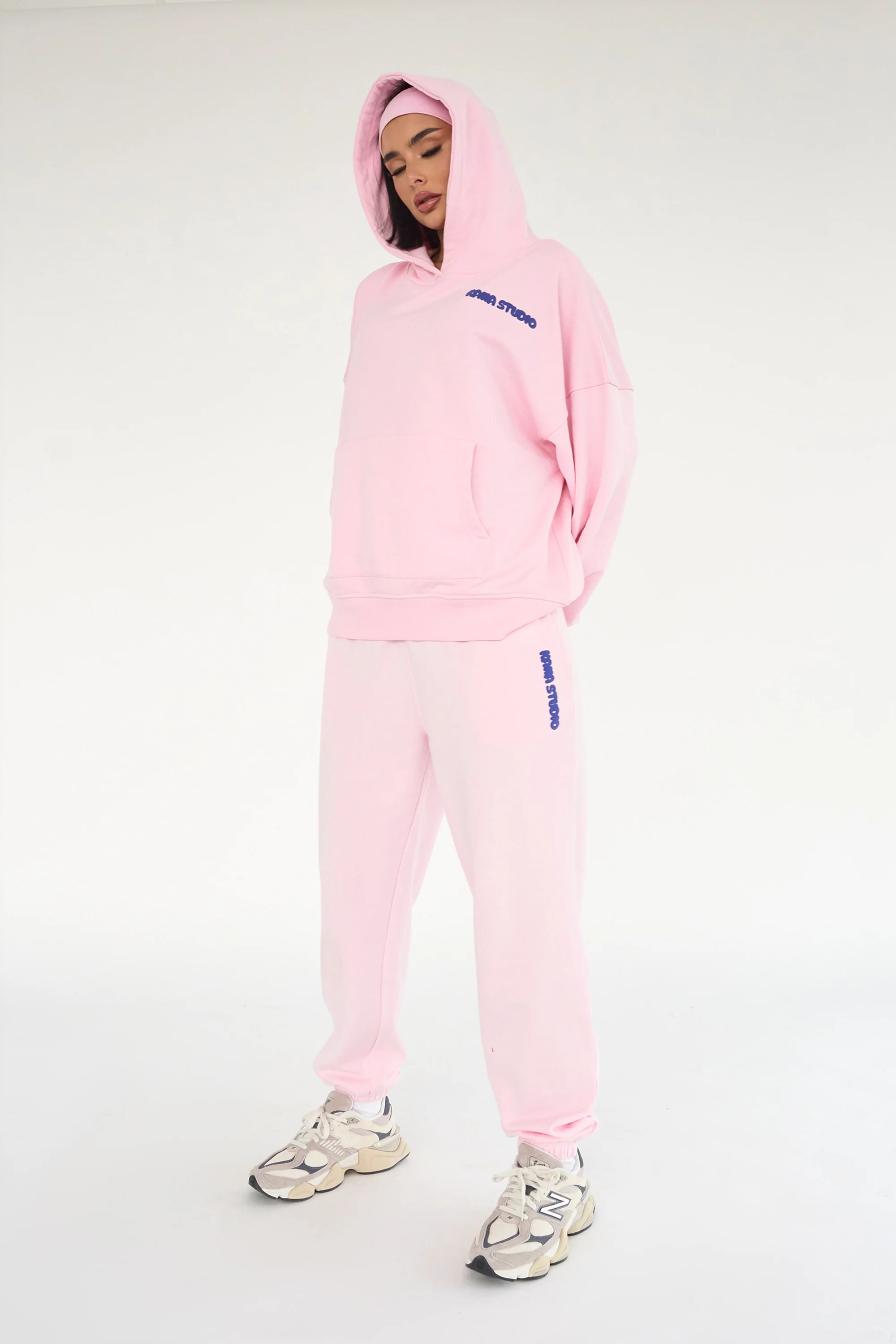 Kaiia Studio Bubble Logo Cuffed Joggers Baby Pink & Blue - Image 5
