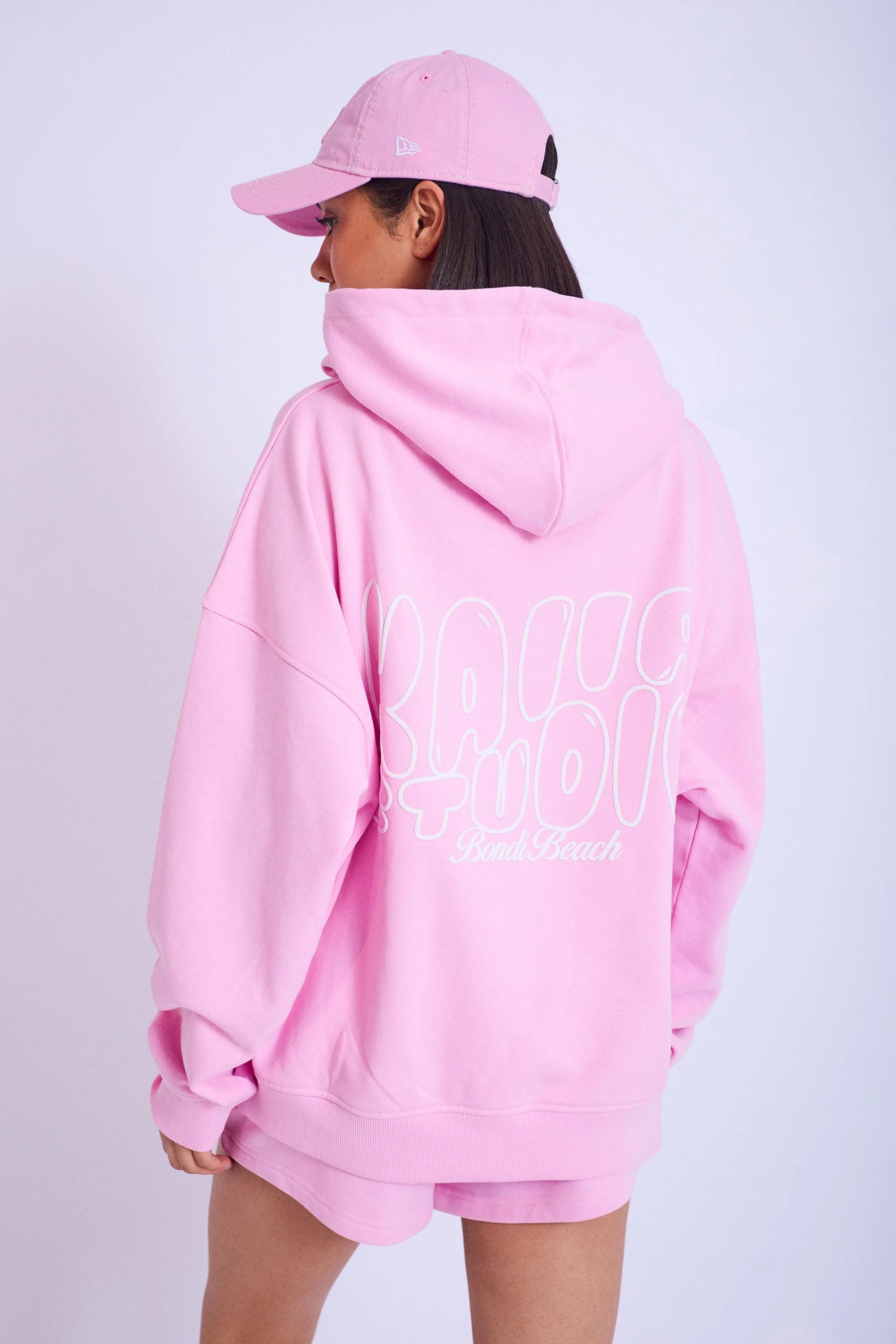Kaiia Studio Bubble Logo Oversized Hoodie Baby Pink - Image 2