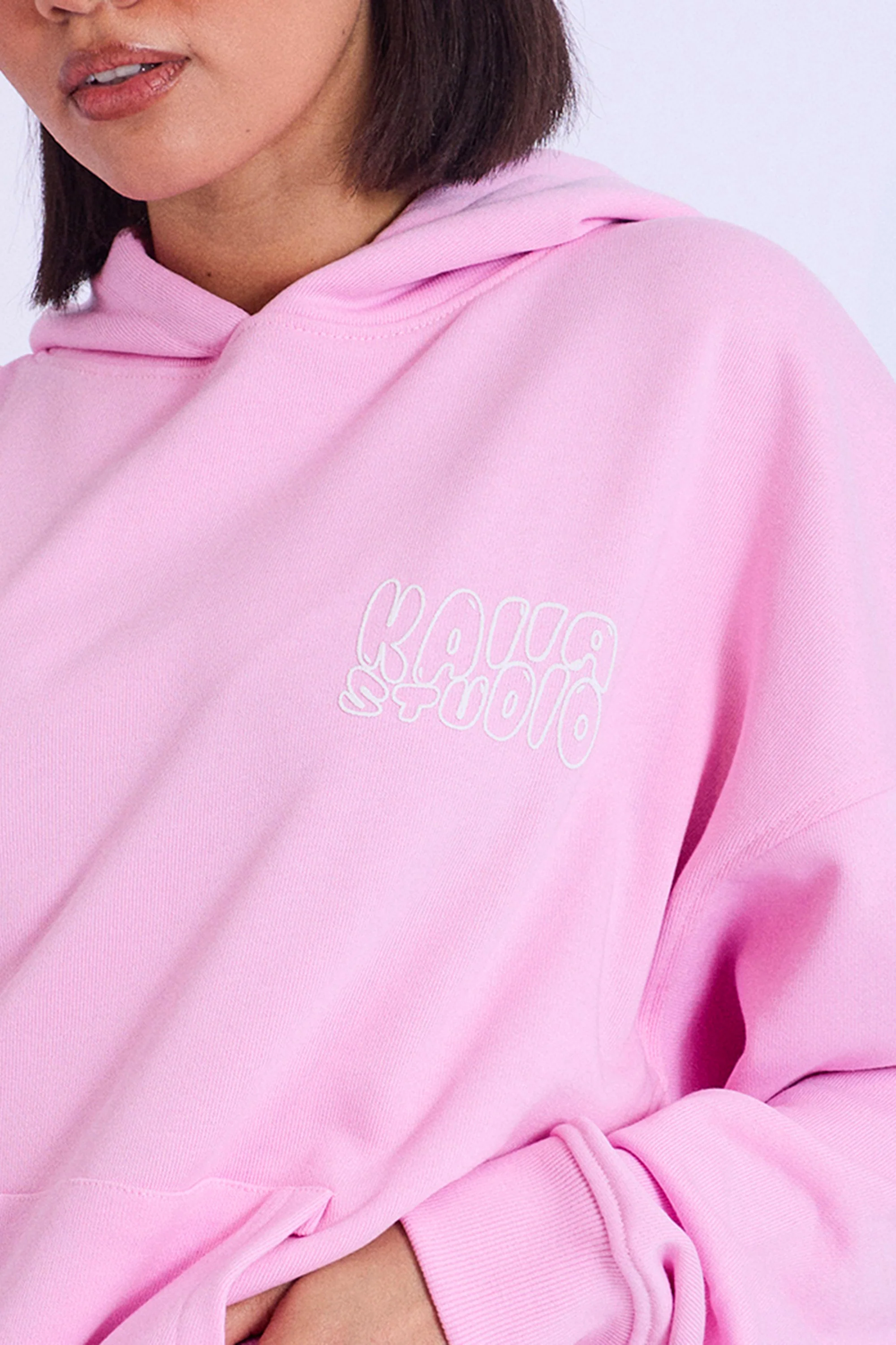 Kaiia Studio Bubble Logo Oversized Hoodie Baby Pink - Image 4