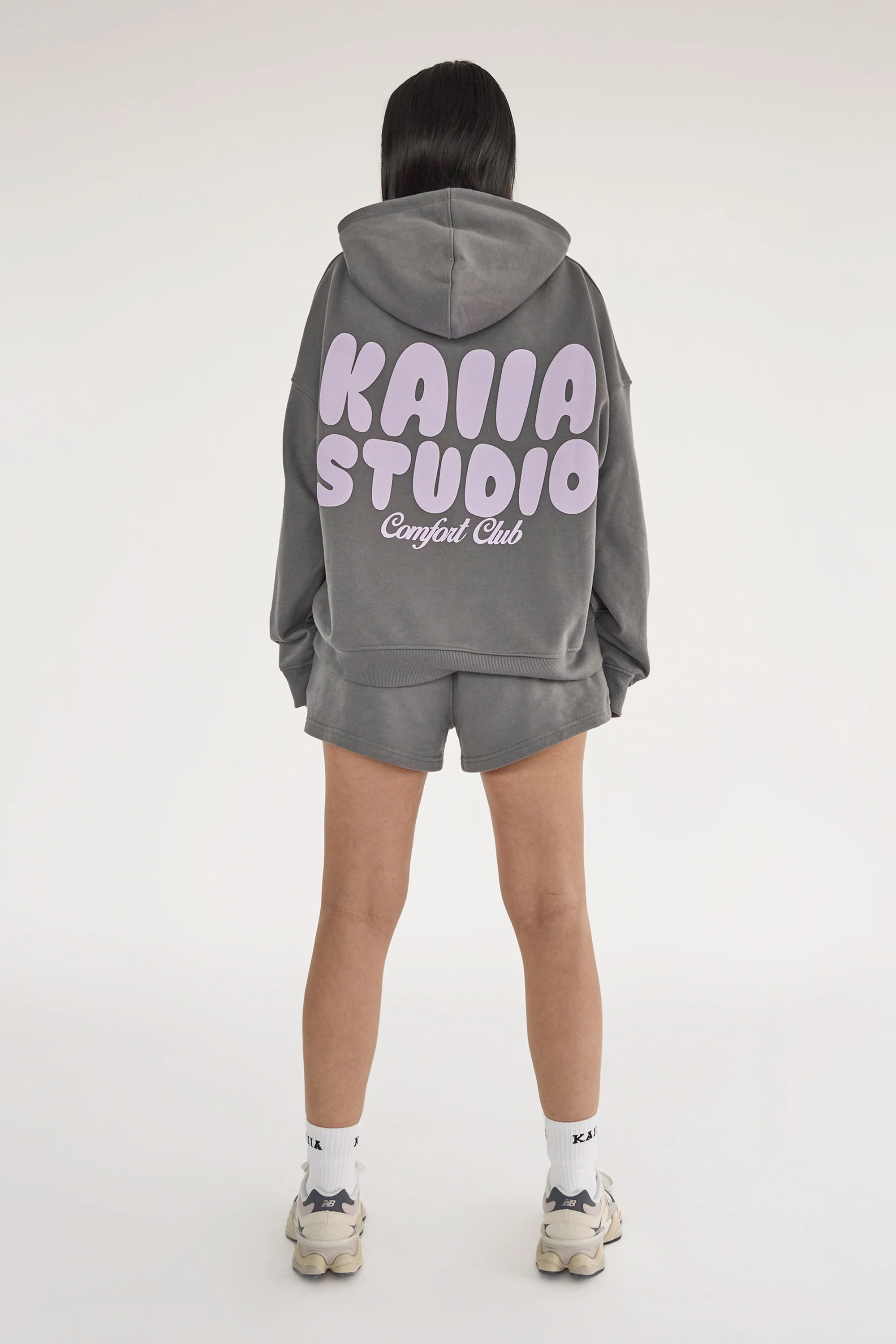 Kaiia Studio Bubble Logo Oversized Hoodie Dark Grey & Lilac - Image 7