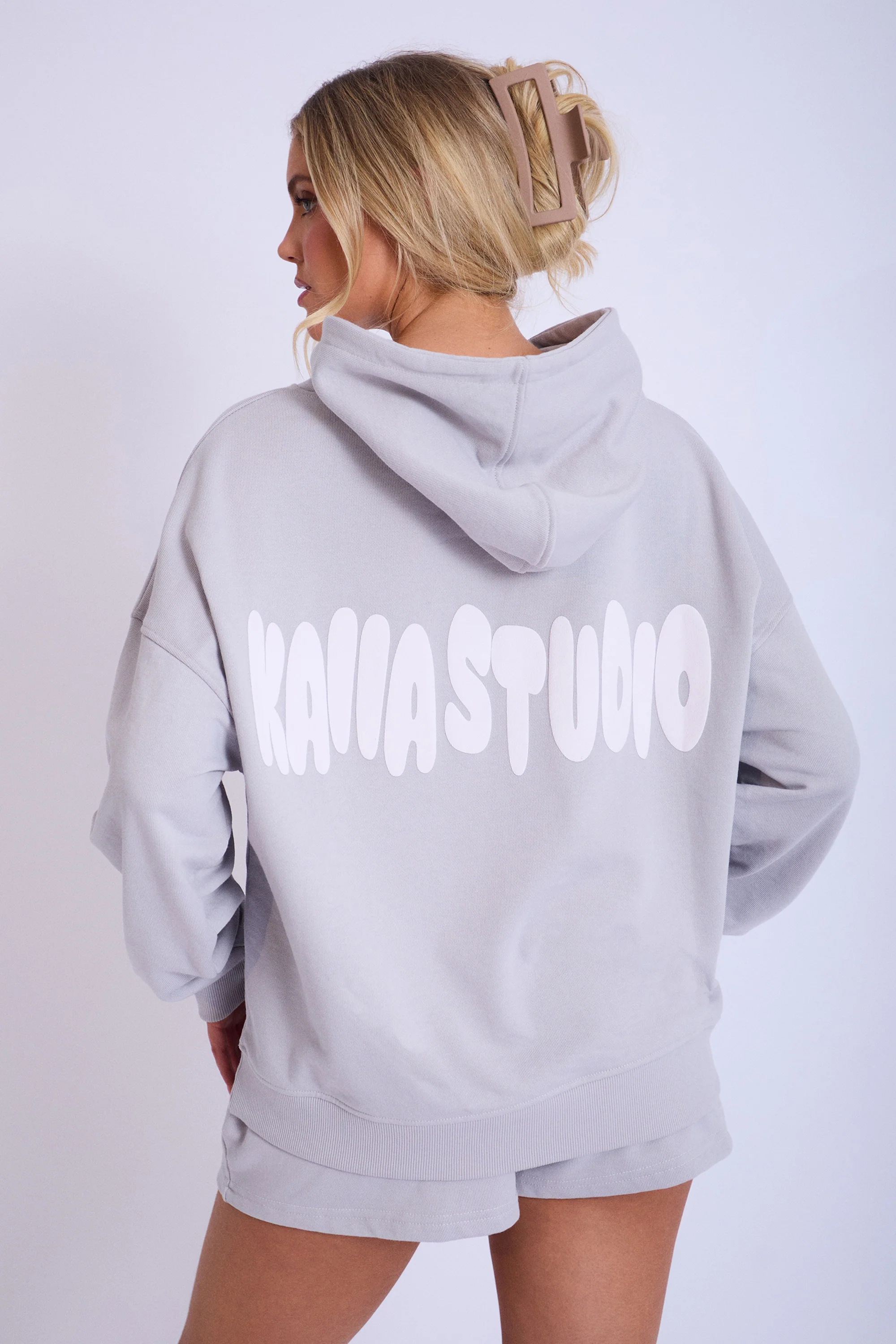 Kaiia Studio Bubble Logo Oversized Hoodie Light Grey