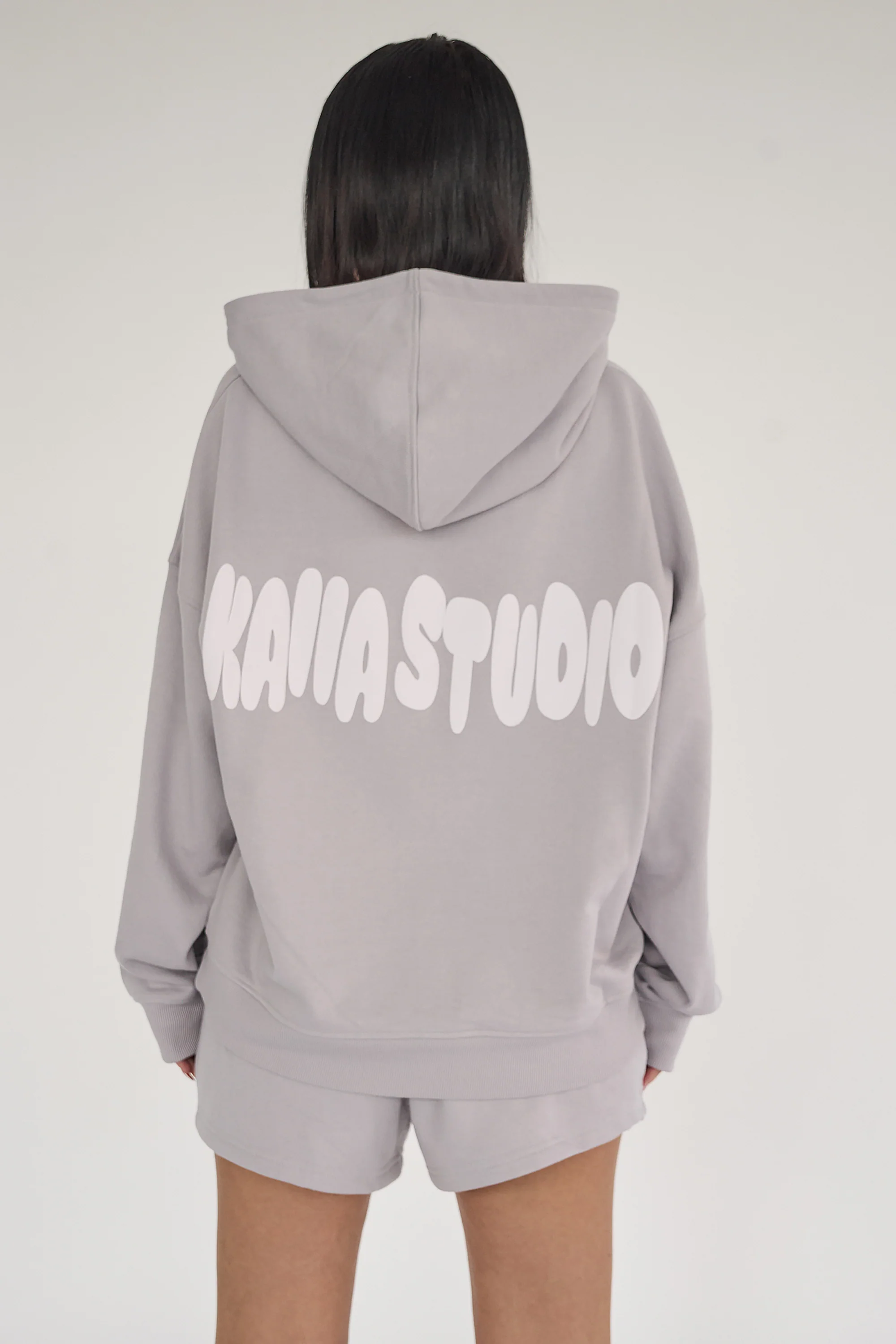 Kaiia Studio Bubble Logo Oversized Hoodie Light Grey - Image 6