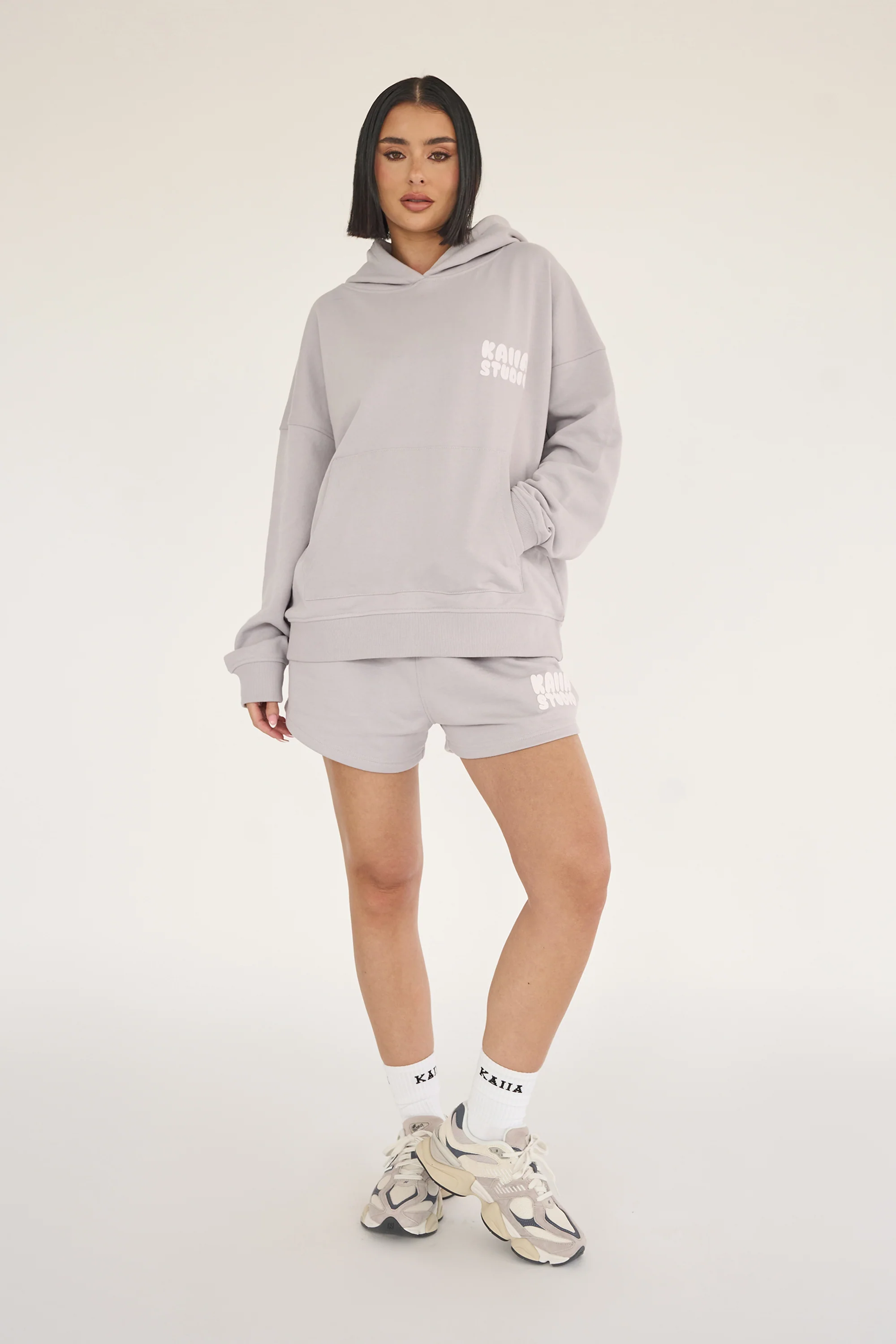 Kaiia Studio Bubble Logo Oversized Hoodie Light Grey - Image 7