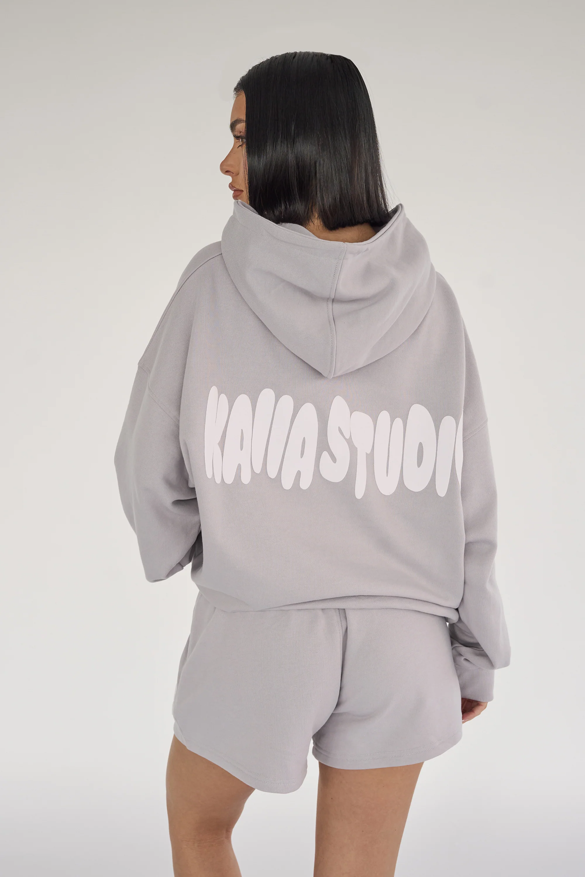Kaiia Studio Bubble Logo Oversized Hoodie Light Grey - Image 8