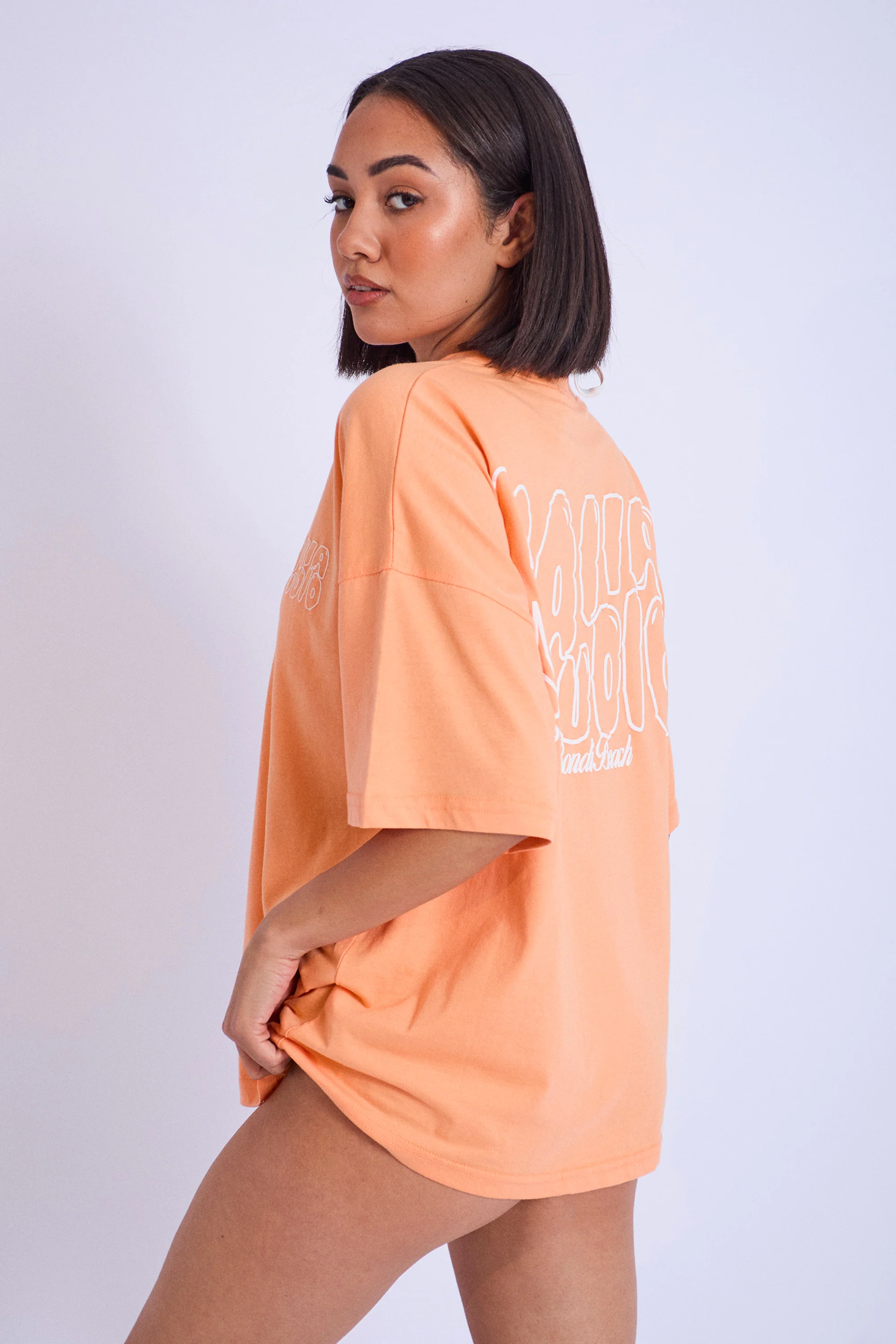 Kaiia Studio Bubble Logo Oversized T-shirt Light Orange - Image 2