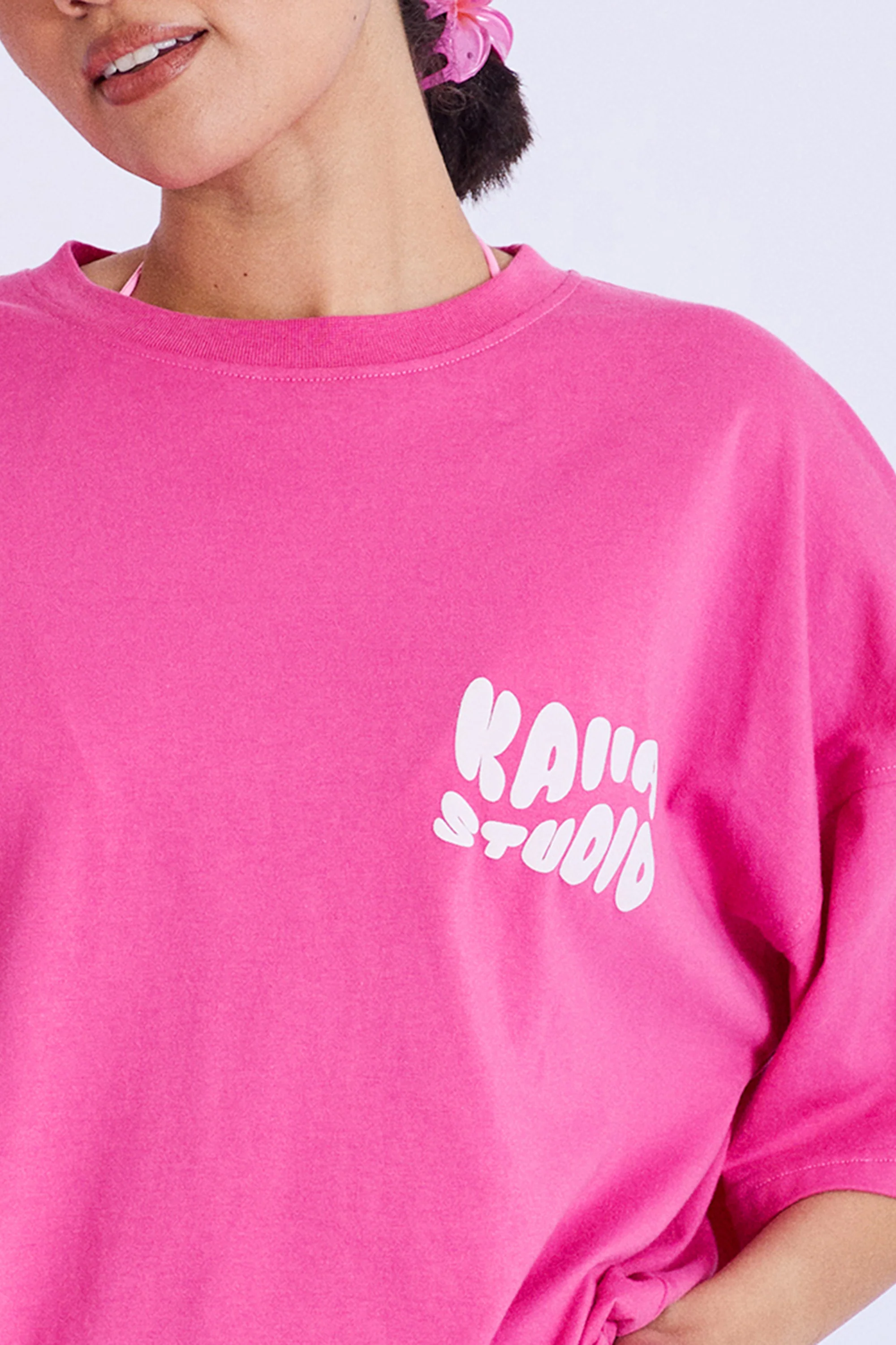 Kaiia Studio Bubble Logo Oversized T-shirt Pink - Image 4