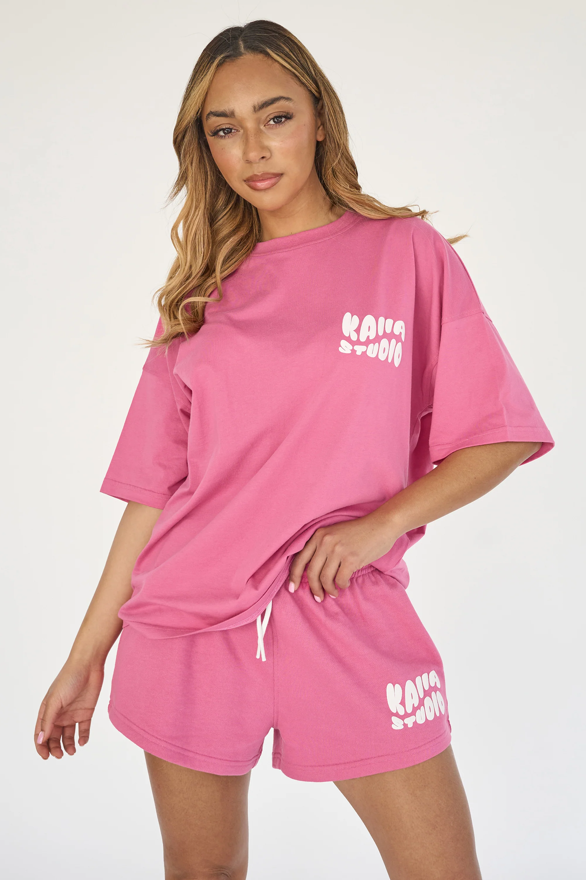 Kaiia Studio Bubble Logo Oversized T-shirt Pink - Image 5