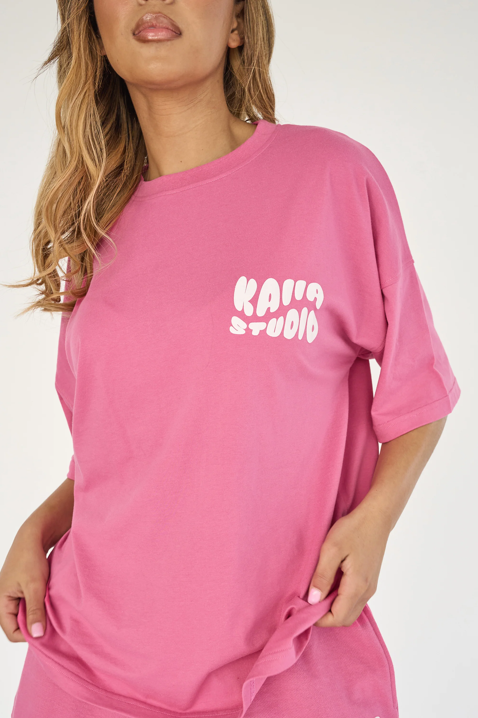 Kaiia Studio Bubble Logo Oversized T-shirt Pink - Image 8