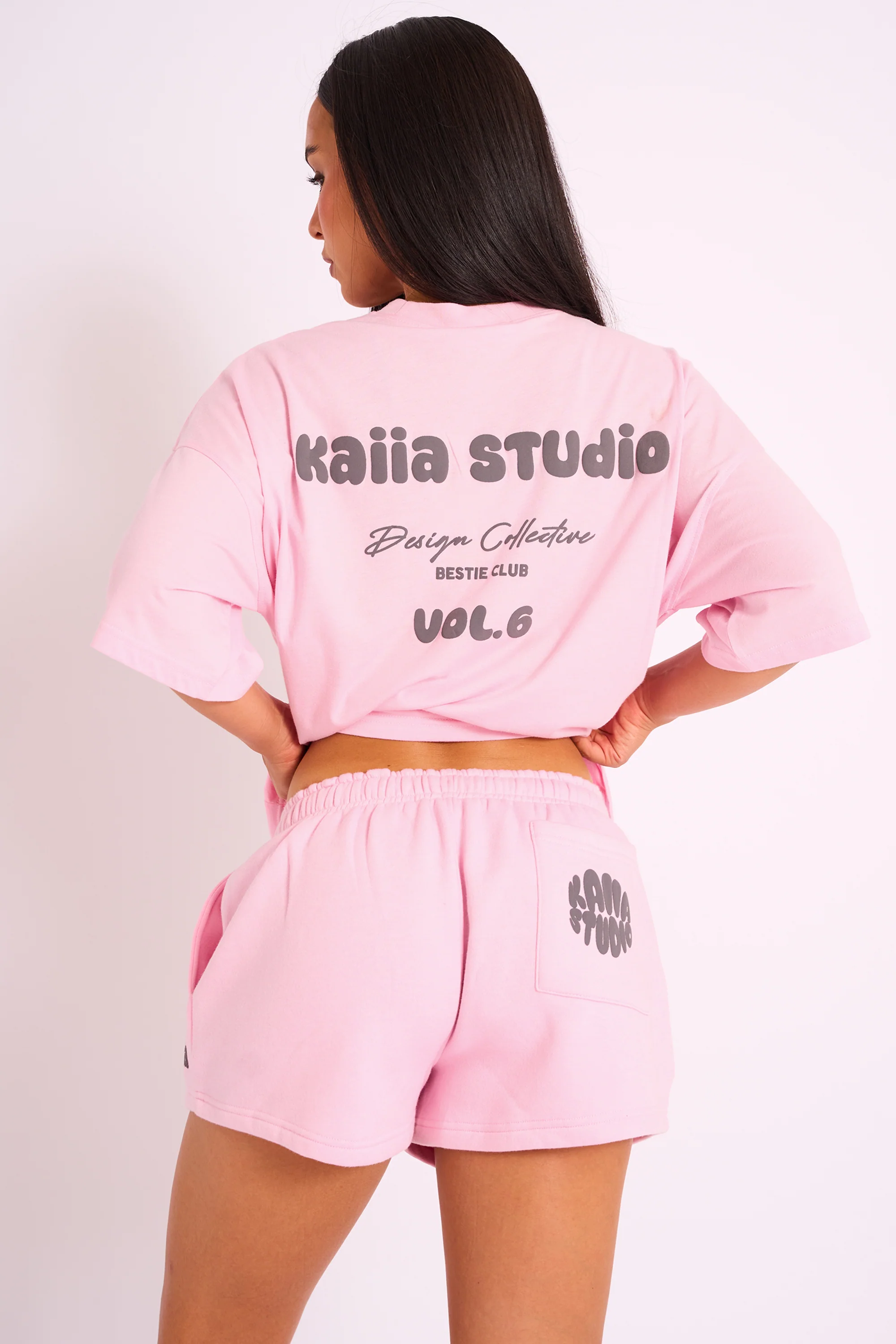 Kaiia Studio Bubble Logo Oversized Tee in Pink - Image 2