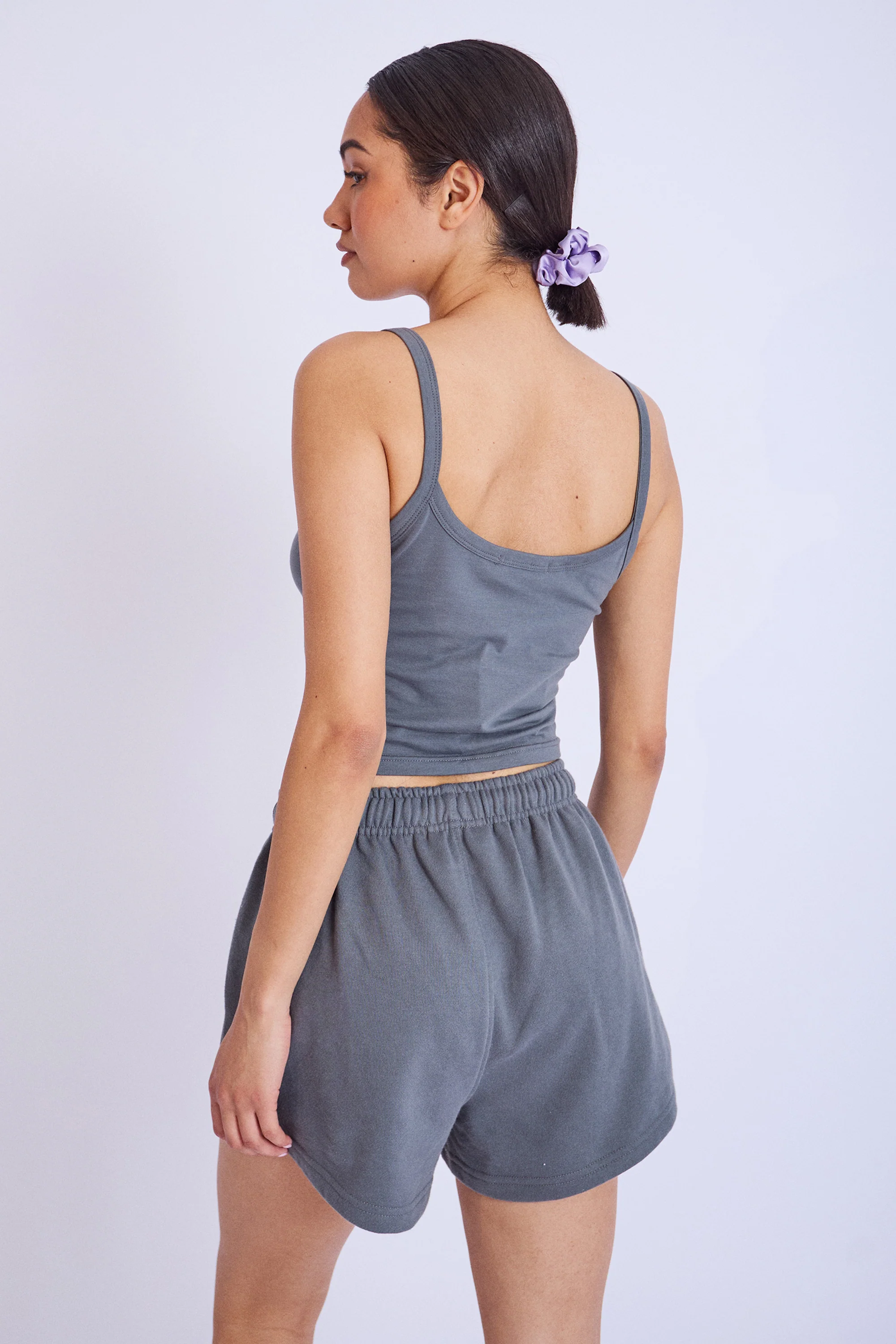 Kaiia Studio Bubble Logo Sweat Shorts Dark Grey & Lilac - Image 4