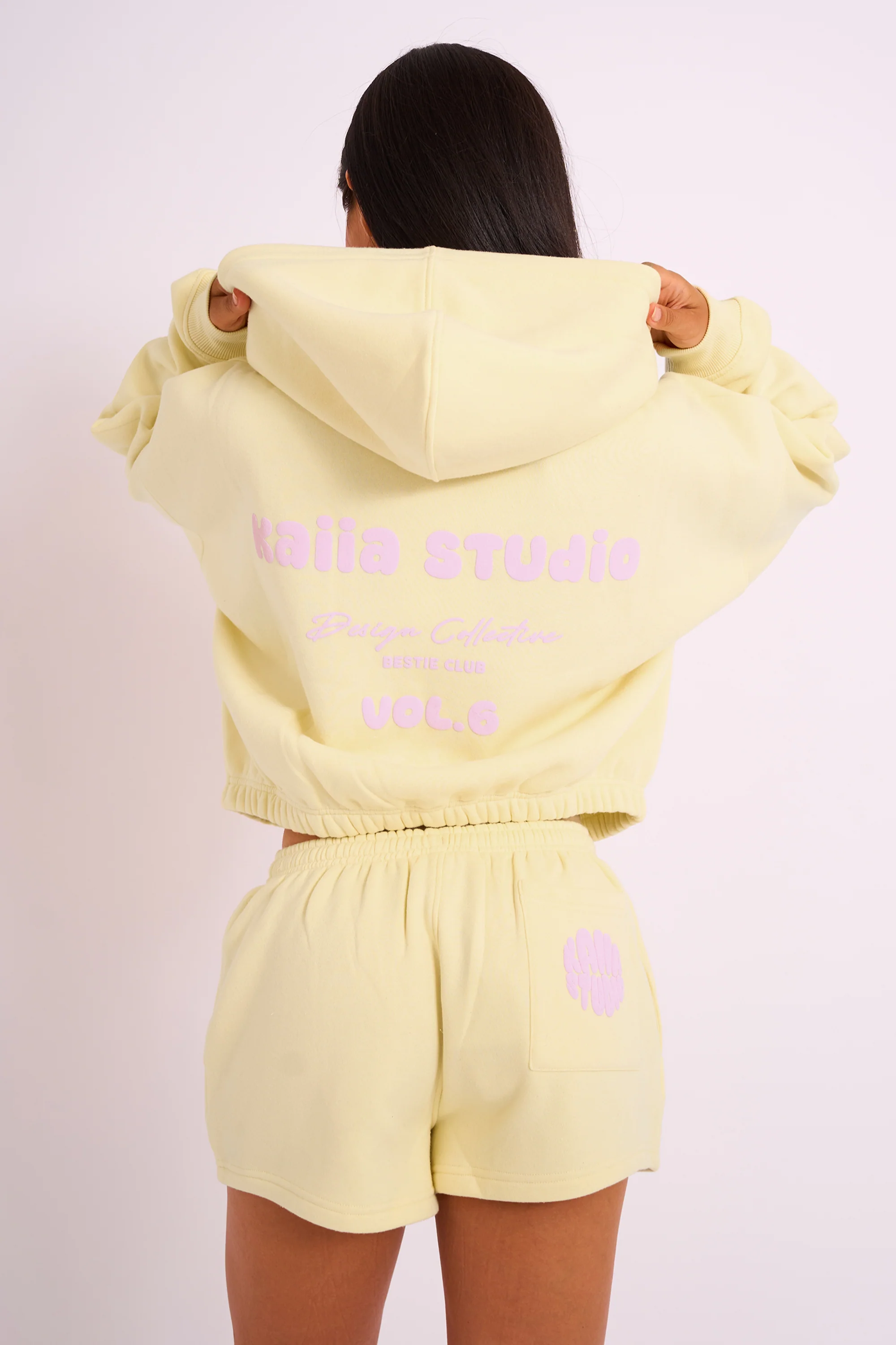 Kaiia Studio Bubble Logo Zip Through Hoodie Yellow - Image 4