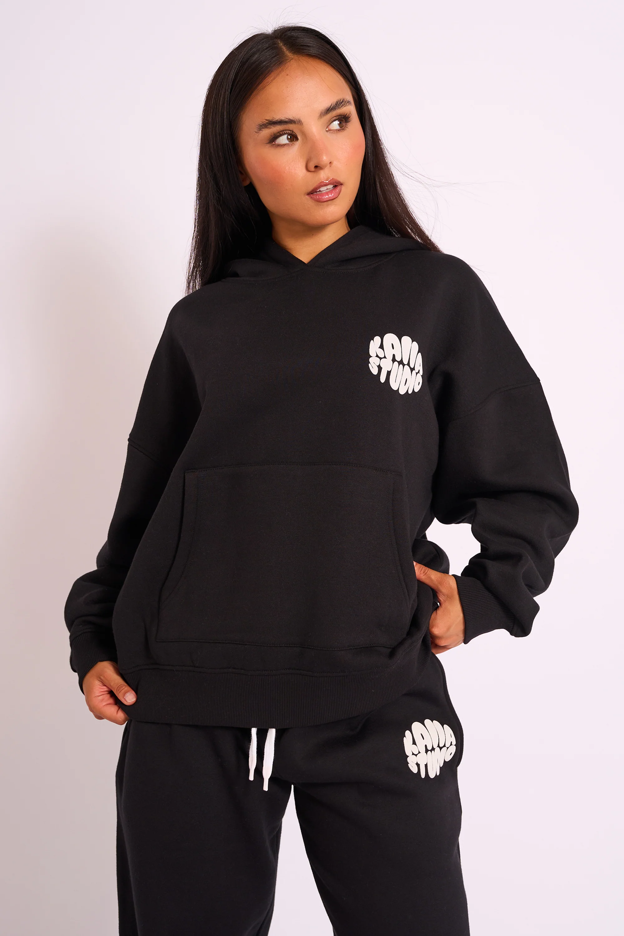 Kaiia Studio Bubble Logo Oversized Hoodie Black - Image 6