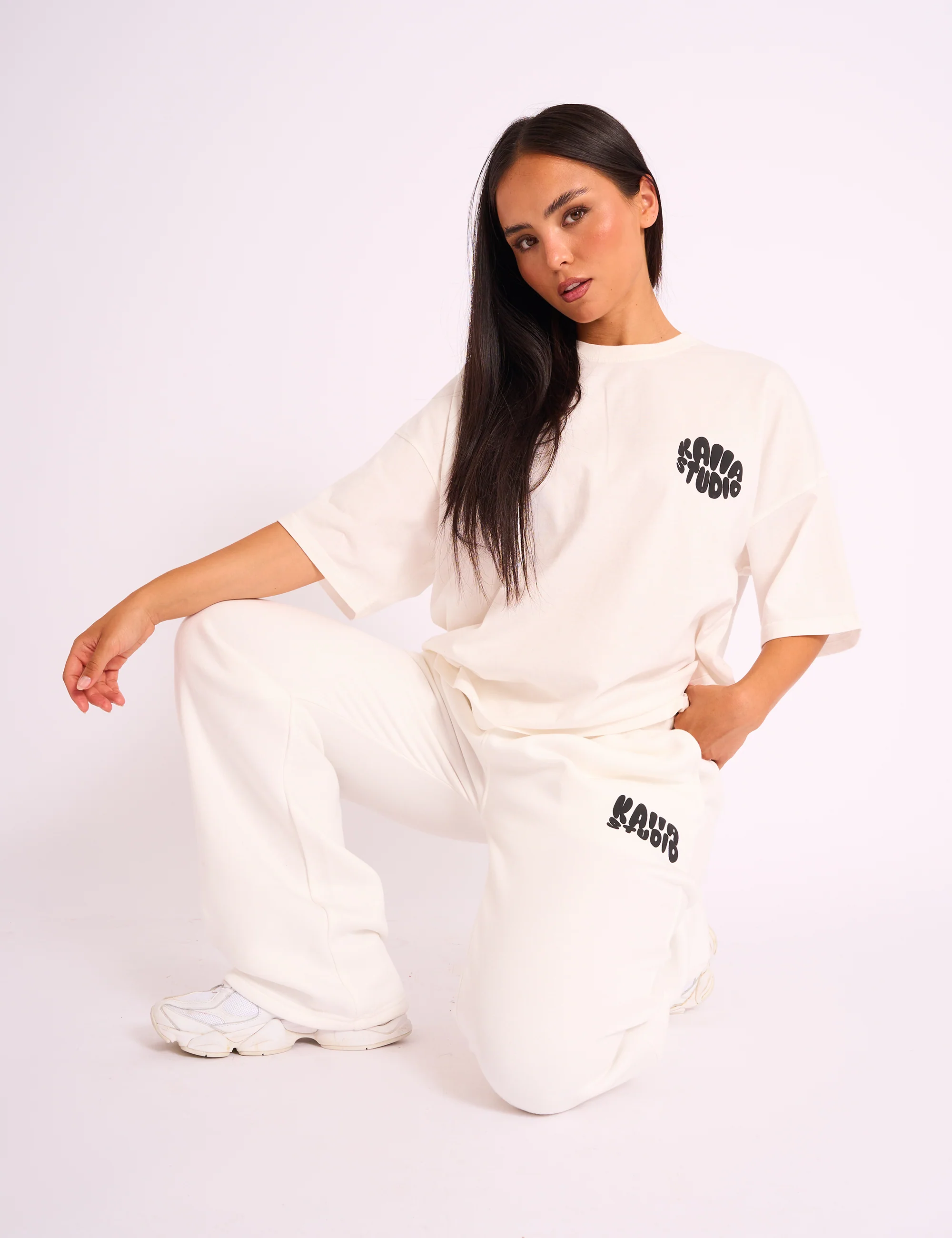 Kaiia Studio Bubble Logo Oversized Tee White & Black - Image 3