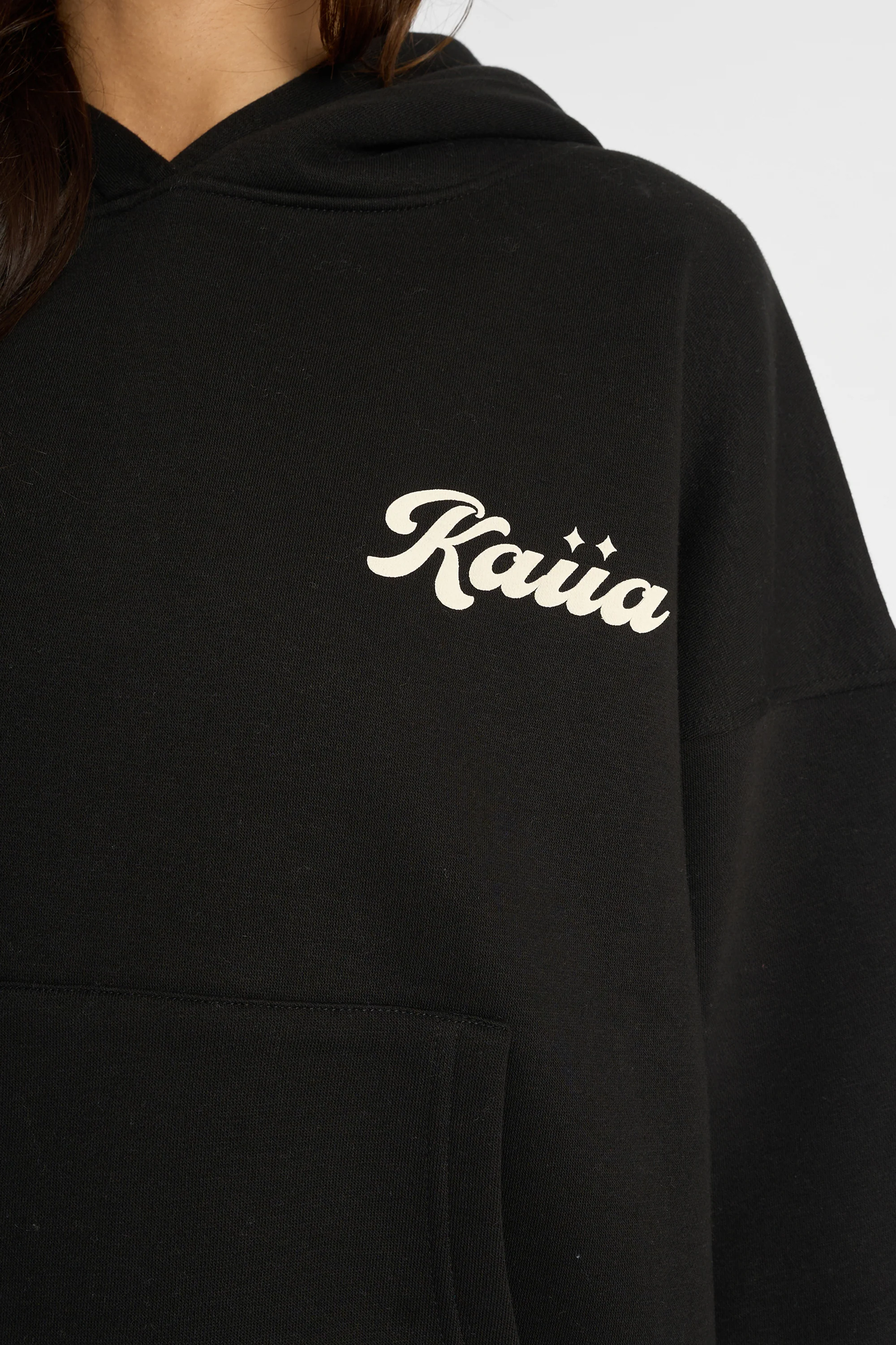 Kaiia Studio Bubble Script Oversized Hoodie Black & Cream - Image 4