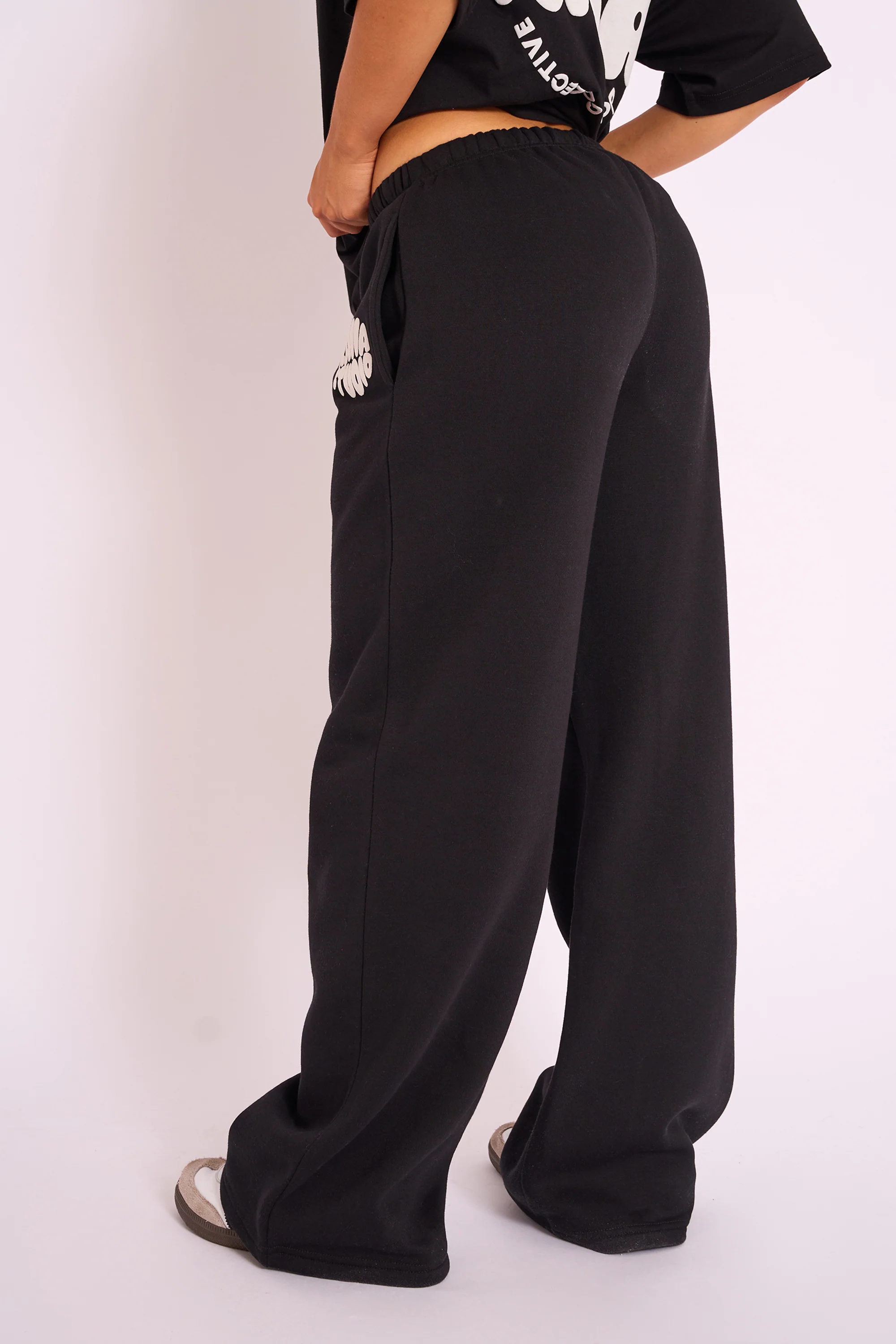 Kaiia Studio Bubble Logo Wide Leg Jogger Black - Image 3