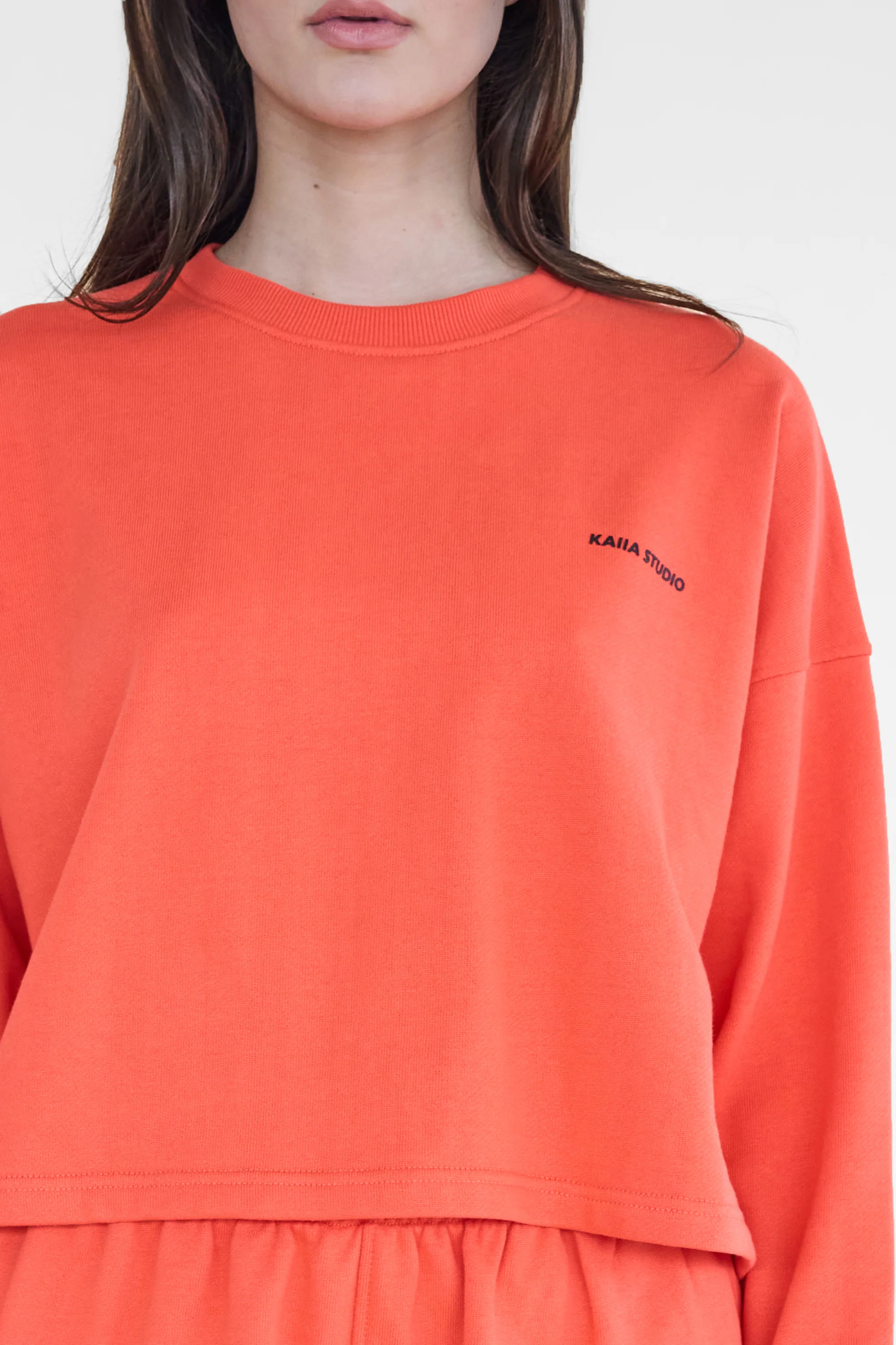 Kaiia Studio Cropped Oversized Sweatshirt Orange - Image 2
