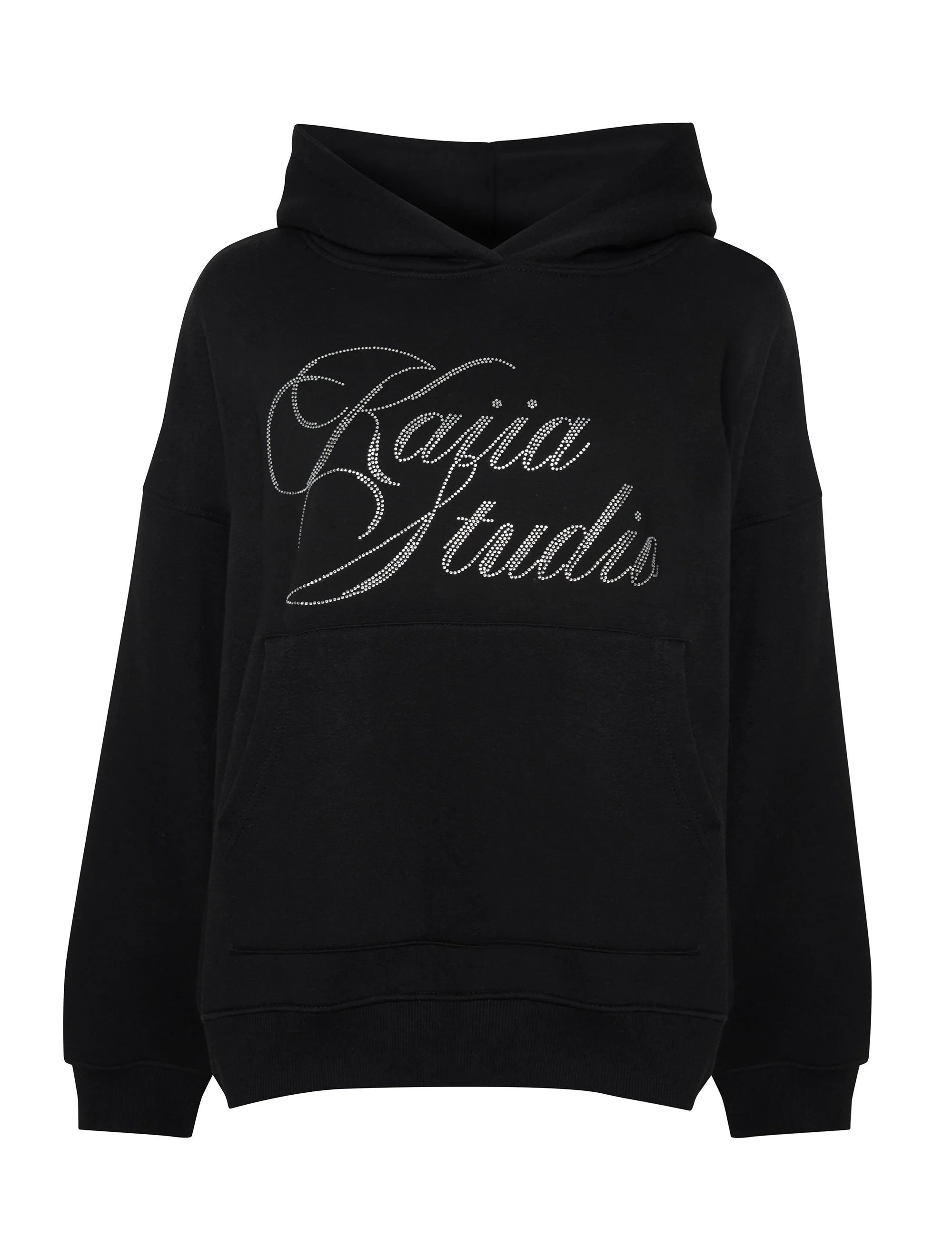 Kaiia Studio Diamante Embellished Oversized Hoodie Black - Image 4