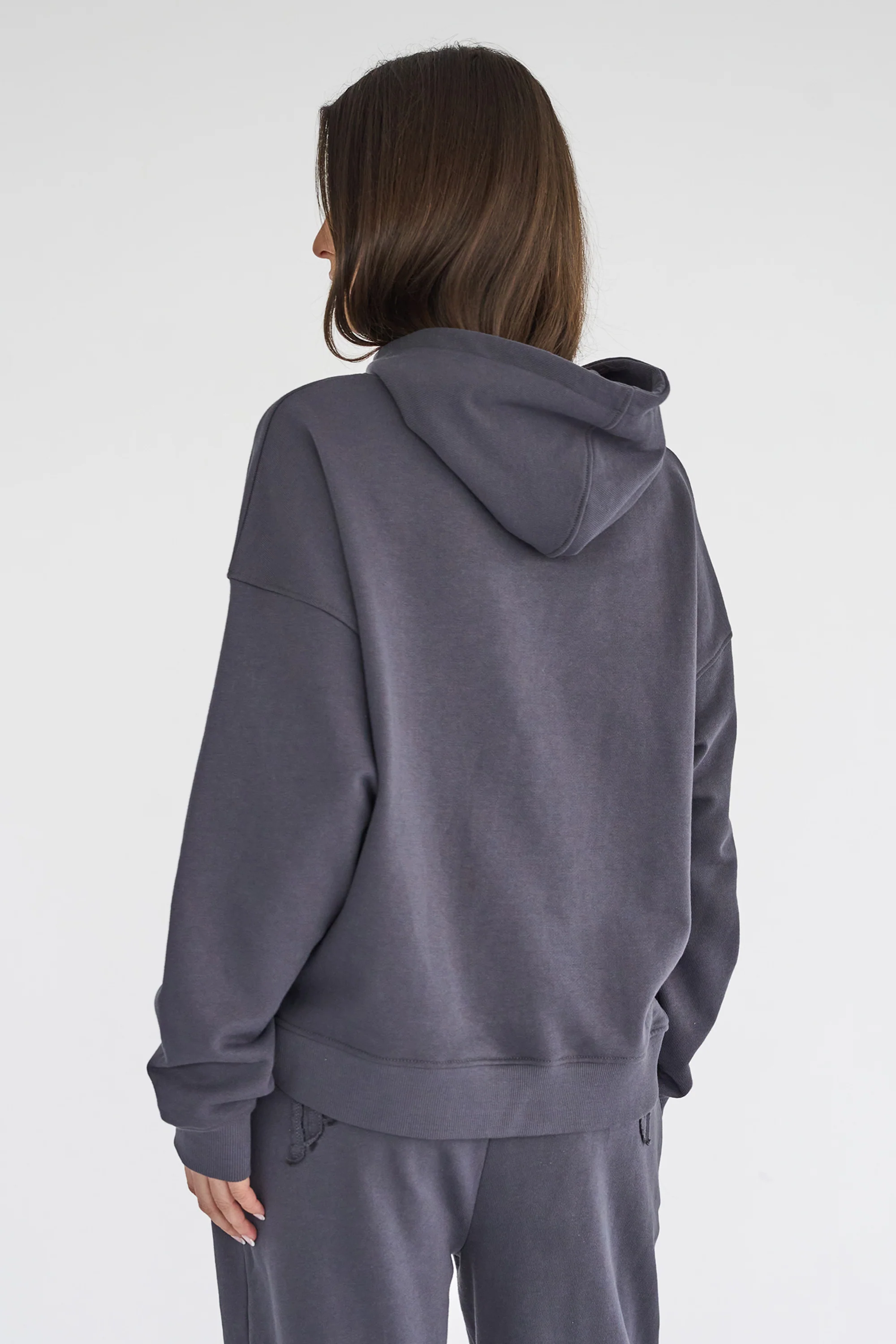 Kaiia Studio Distressed Applique Hoodie Dark Grey - Image 3