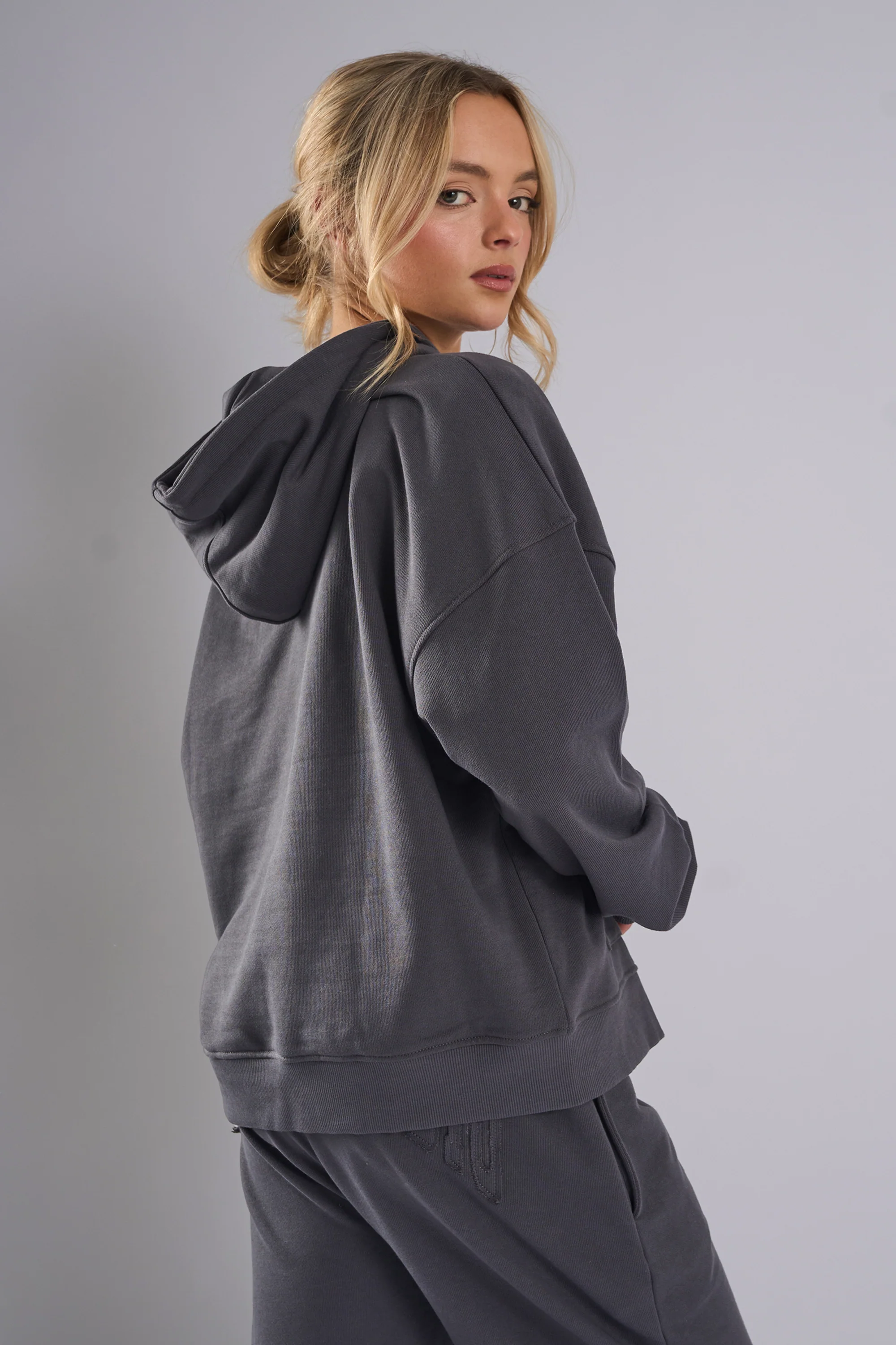 Kaiia Studio Distressed Applique Hoodie Dark Grey - Image 7