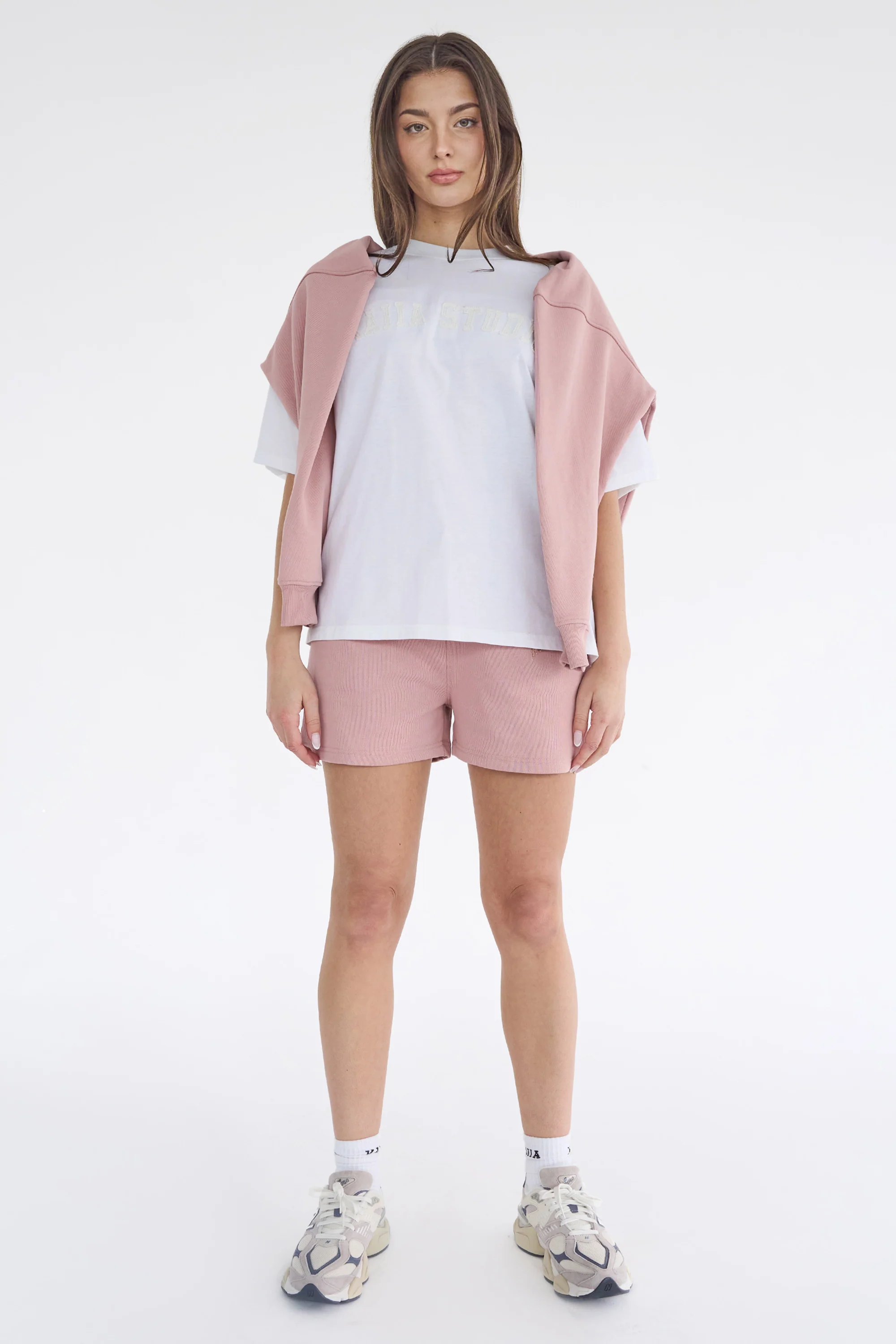 Kaiia Studio Distressed Applique Oversized T-Shirt White - Image 3