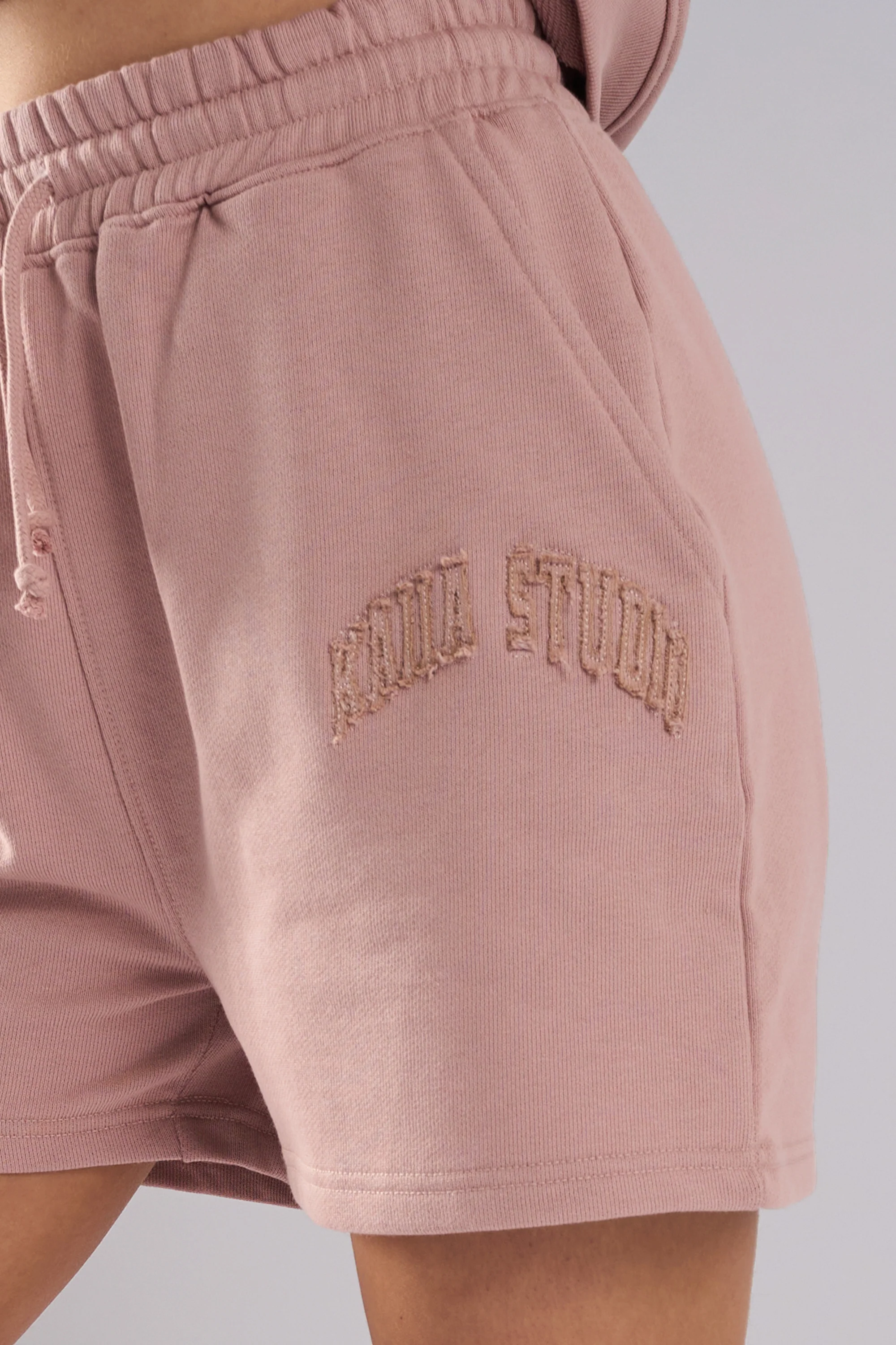 Kaiia Studio Distressed Applique Sweat Short Blush - Image 6