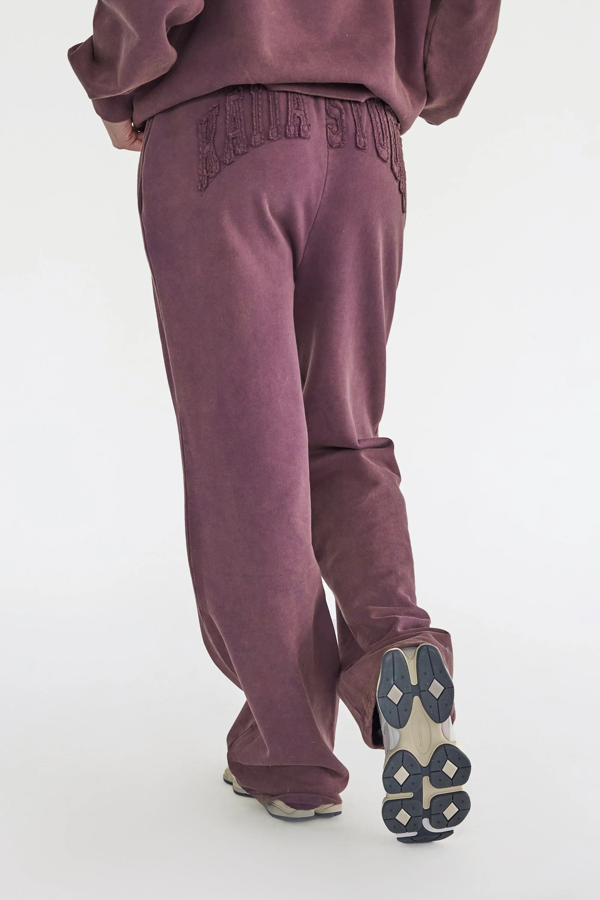 Kaiia Studio Distressed Applique Wide Leg Sweat Pants Plum - Image 2