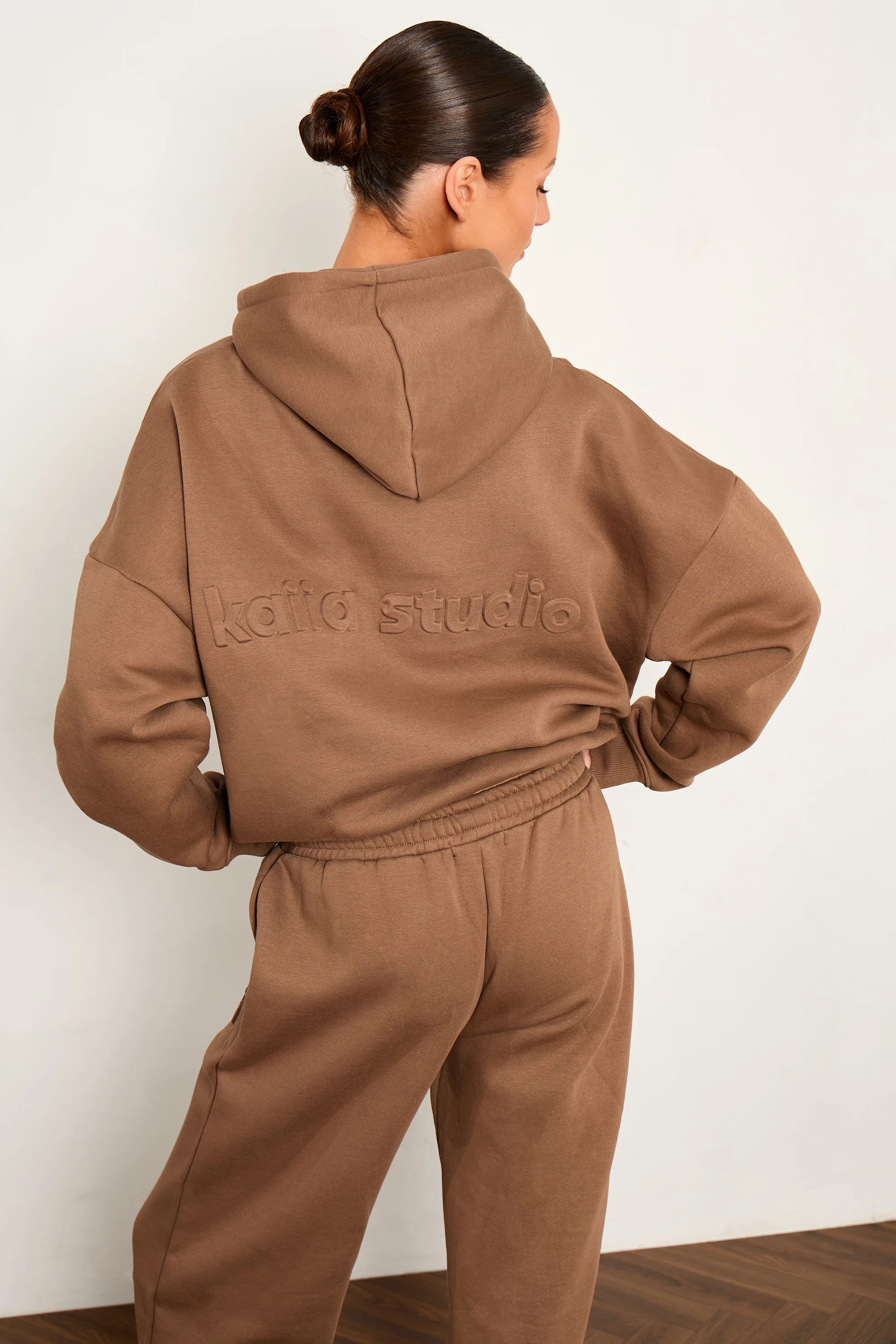 Kaiia Studio Embossed Oversized Hoodie Caramel - Image 3