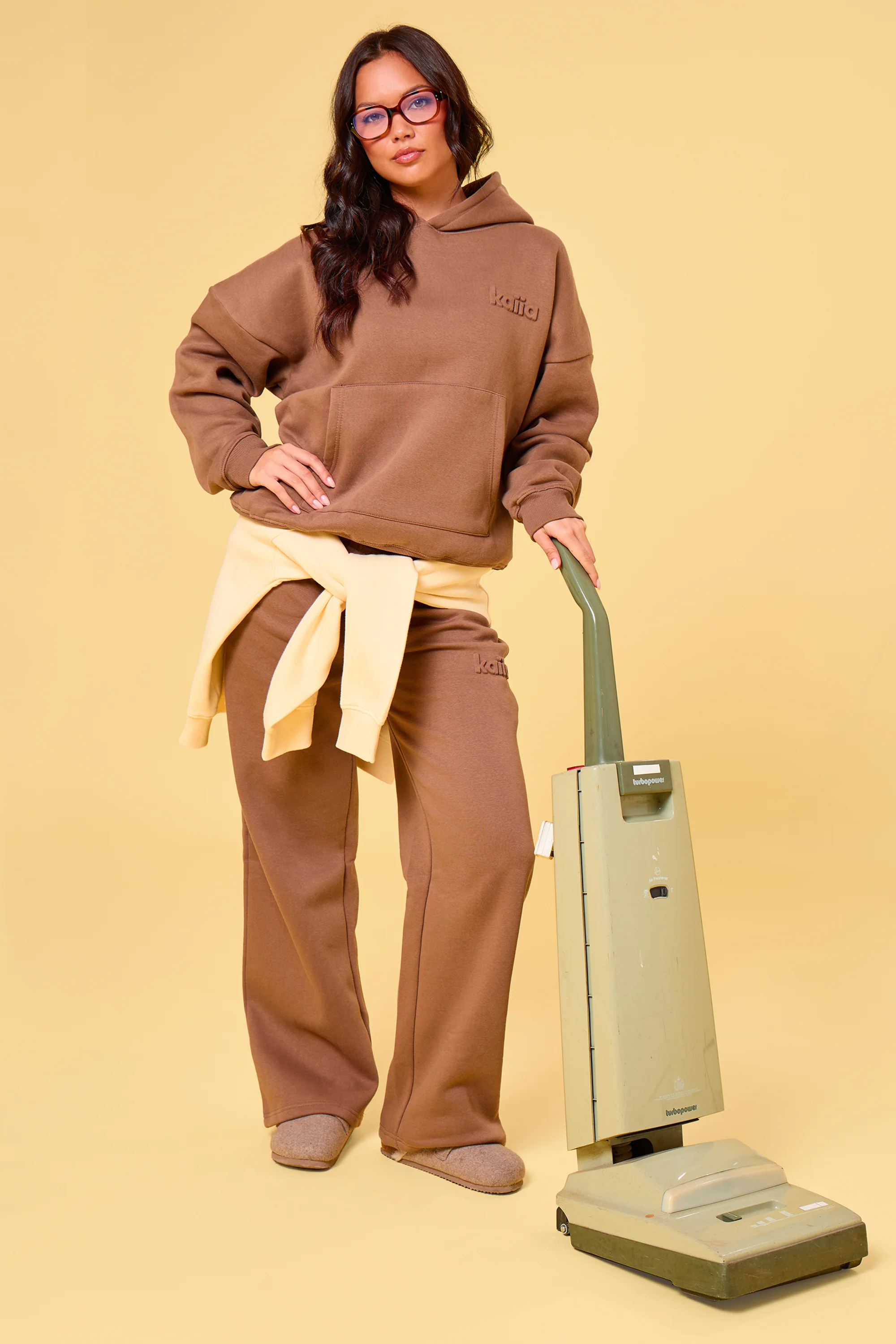Kaiia Studio Embossed Oversized Hoodie Caramel - Image 9