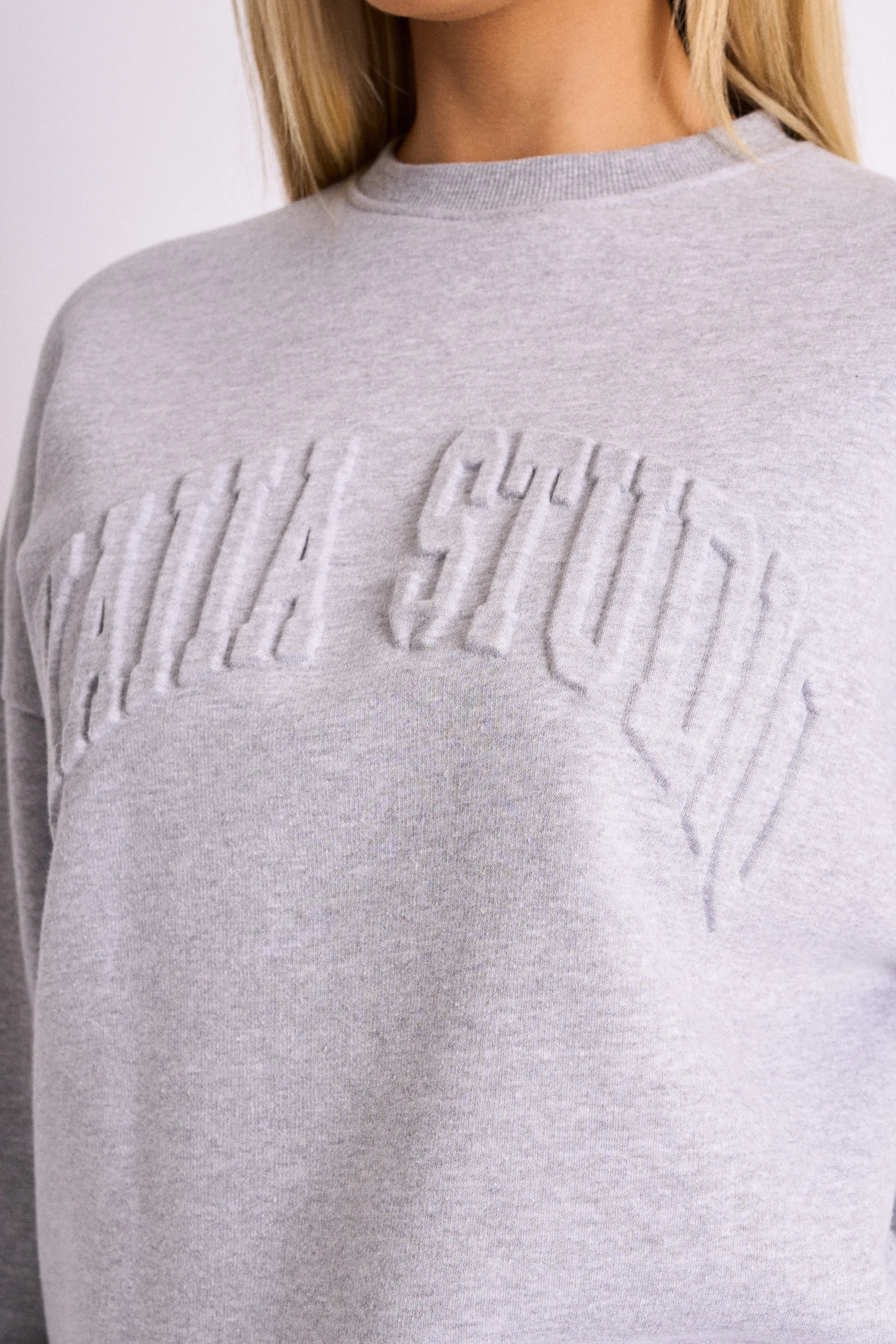 Kaiia Studio Embossed Logo Oversized Sweatshirt Grey Marl - Image 2