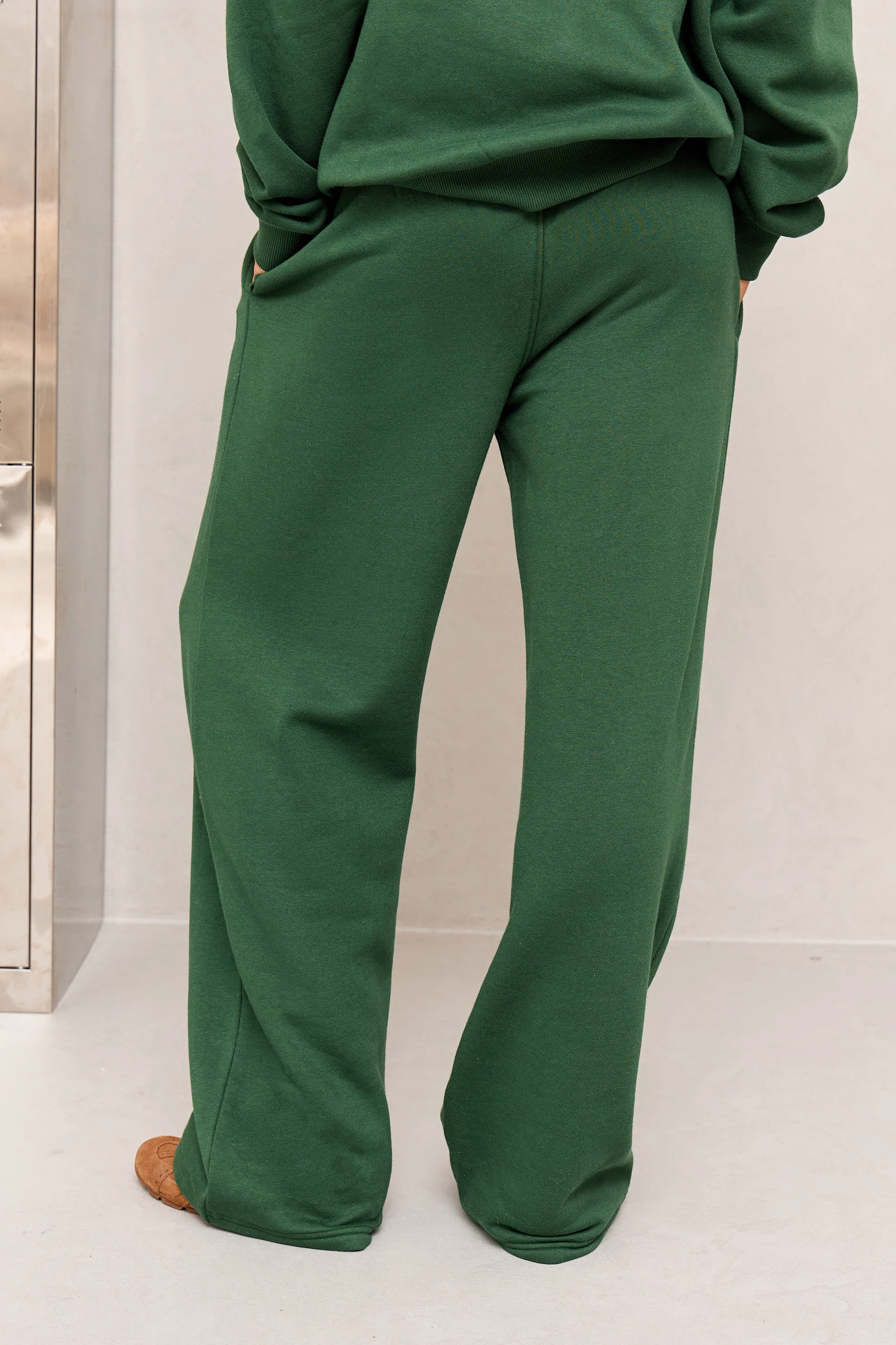 Kaiia Studio Flared Wide Leg Joggers Dark Green - Image 4