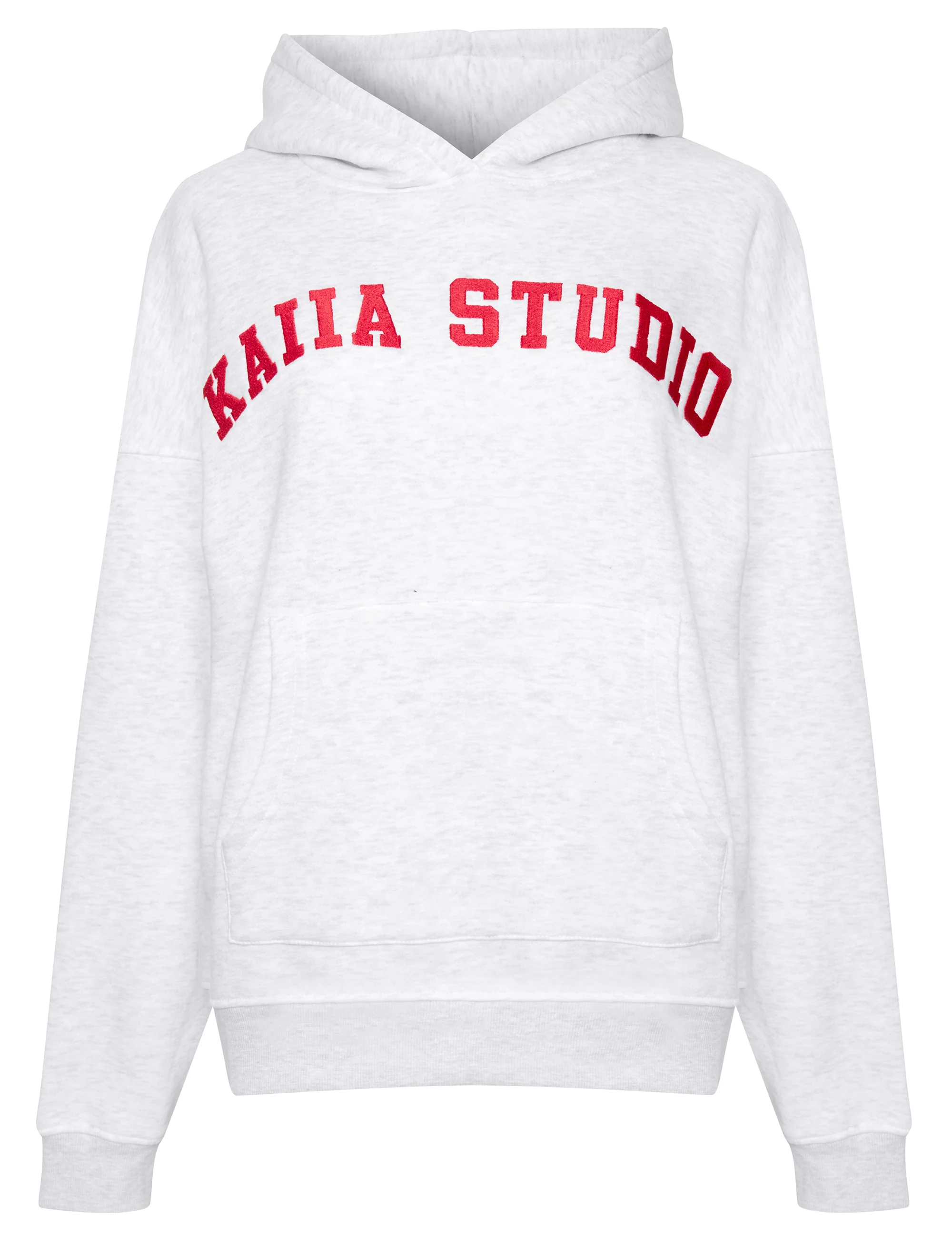 Kaiia Studio Oversized Hoodie Light Grey Marl & Red - Image 11