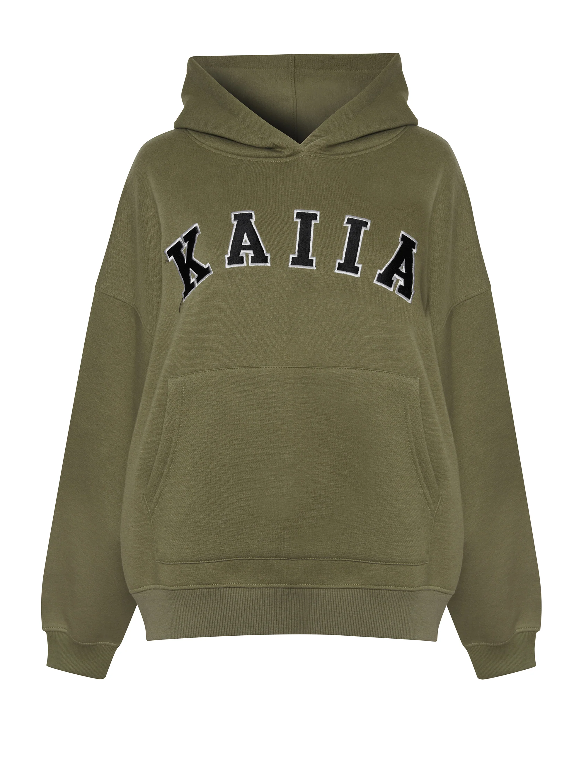 Kaiia Studio Logo Oversized Hoodie Khaki - Image 5