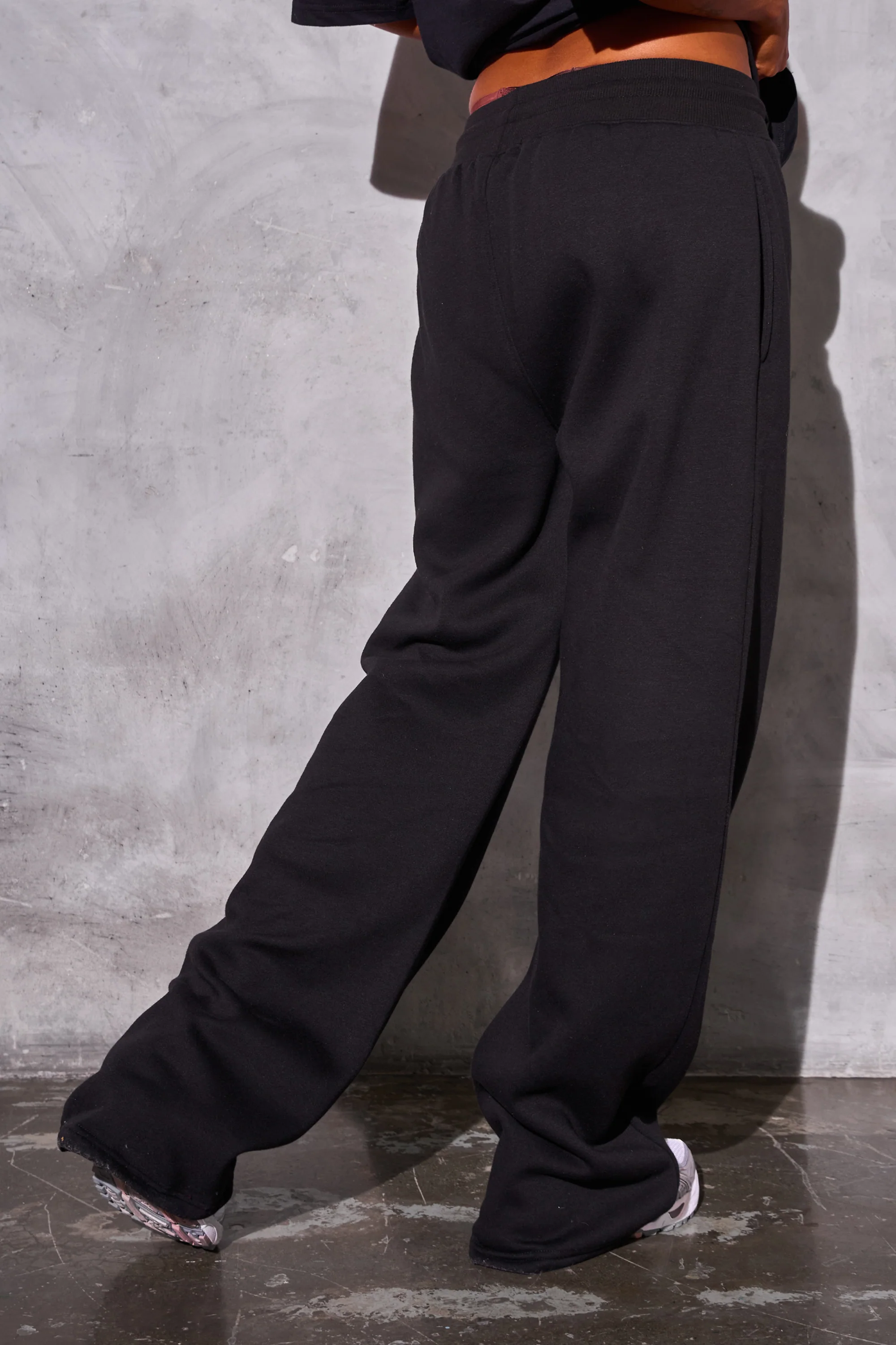 Kaiia Studio Logo Wide Leg Joggers Black - Image 4