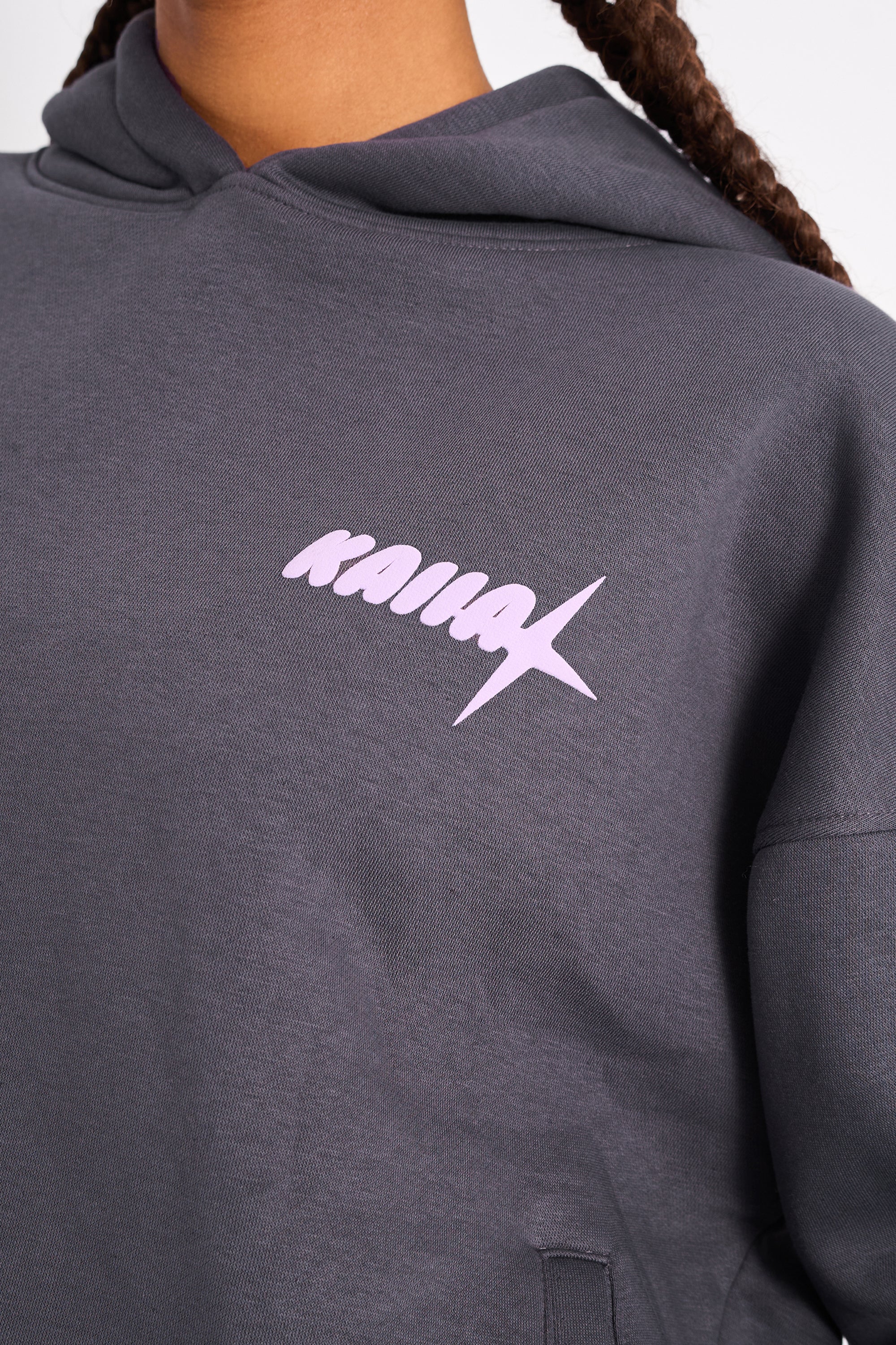 Kaiia Star Ombre Graphic Oversized Hoodie Charcoal - Image 4