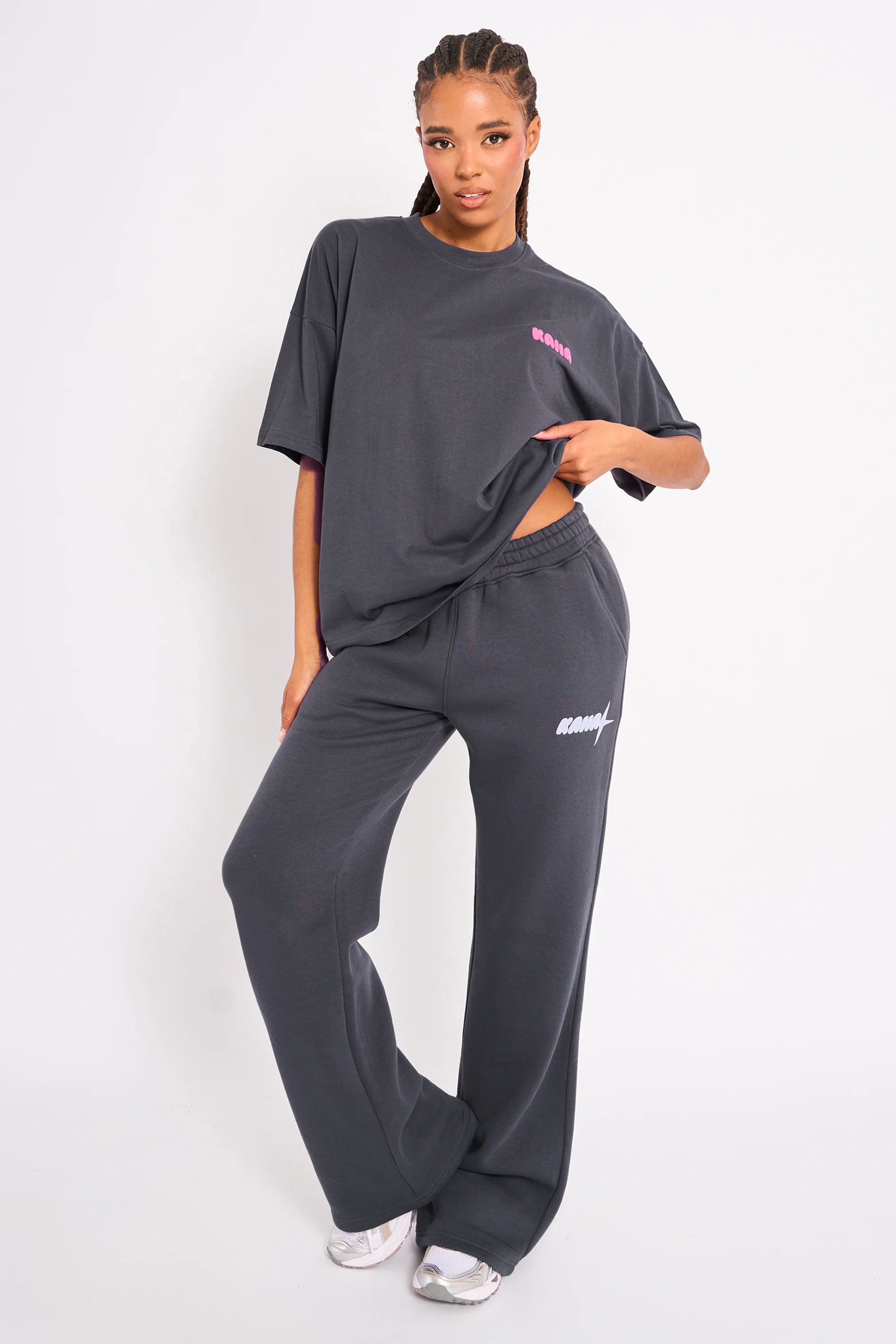 Kaiia Star Ombre Graphic Oversized Tee Charcoal - Image 3