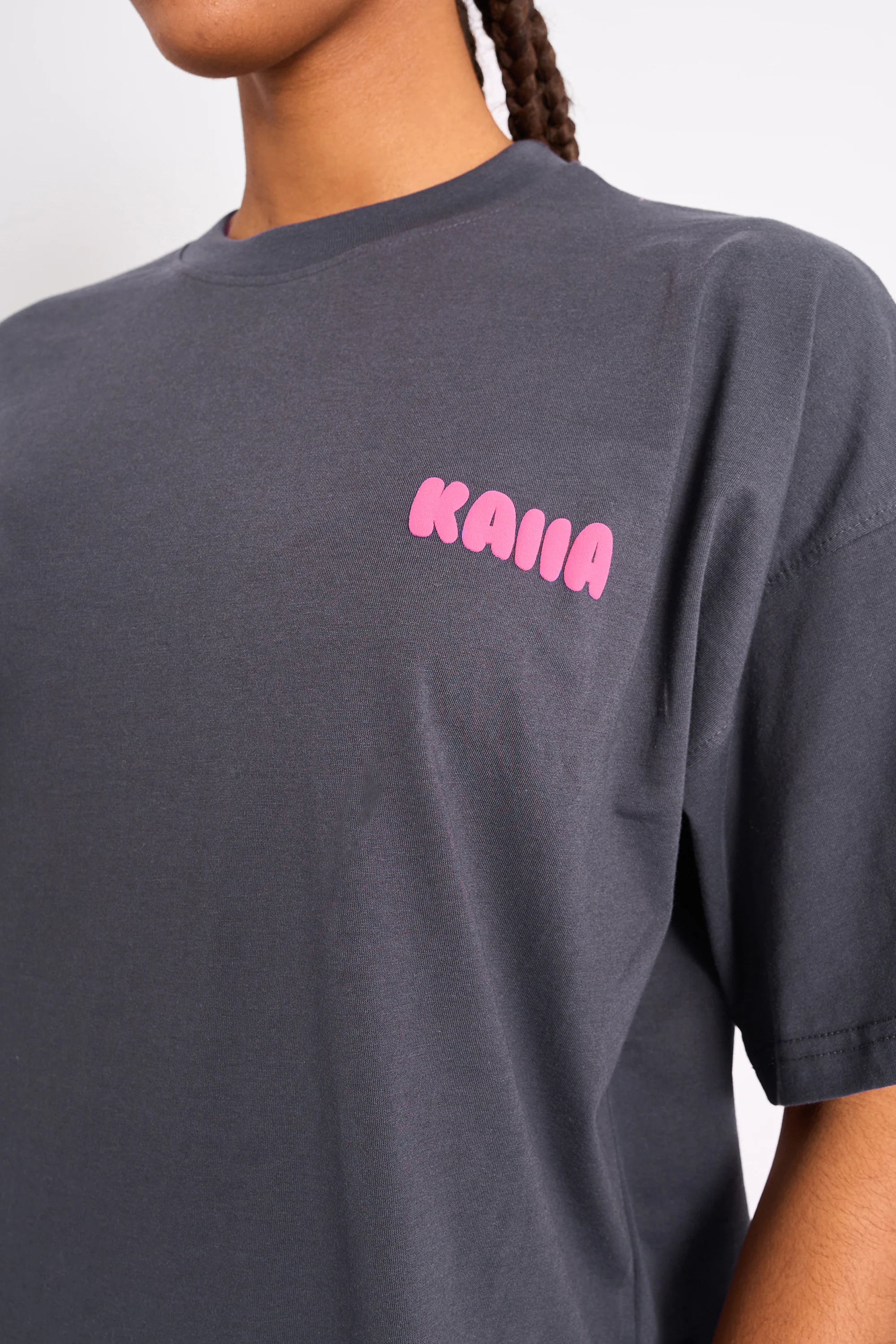 Kaiia Star Ombre Graphic Oversized Tee Charcoal - Image 4