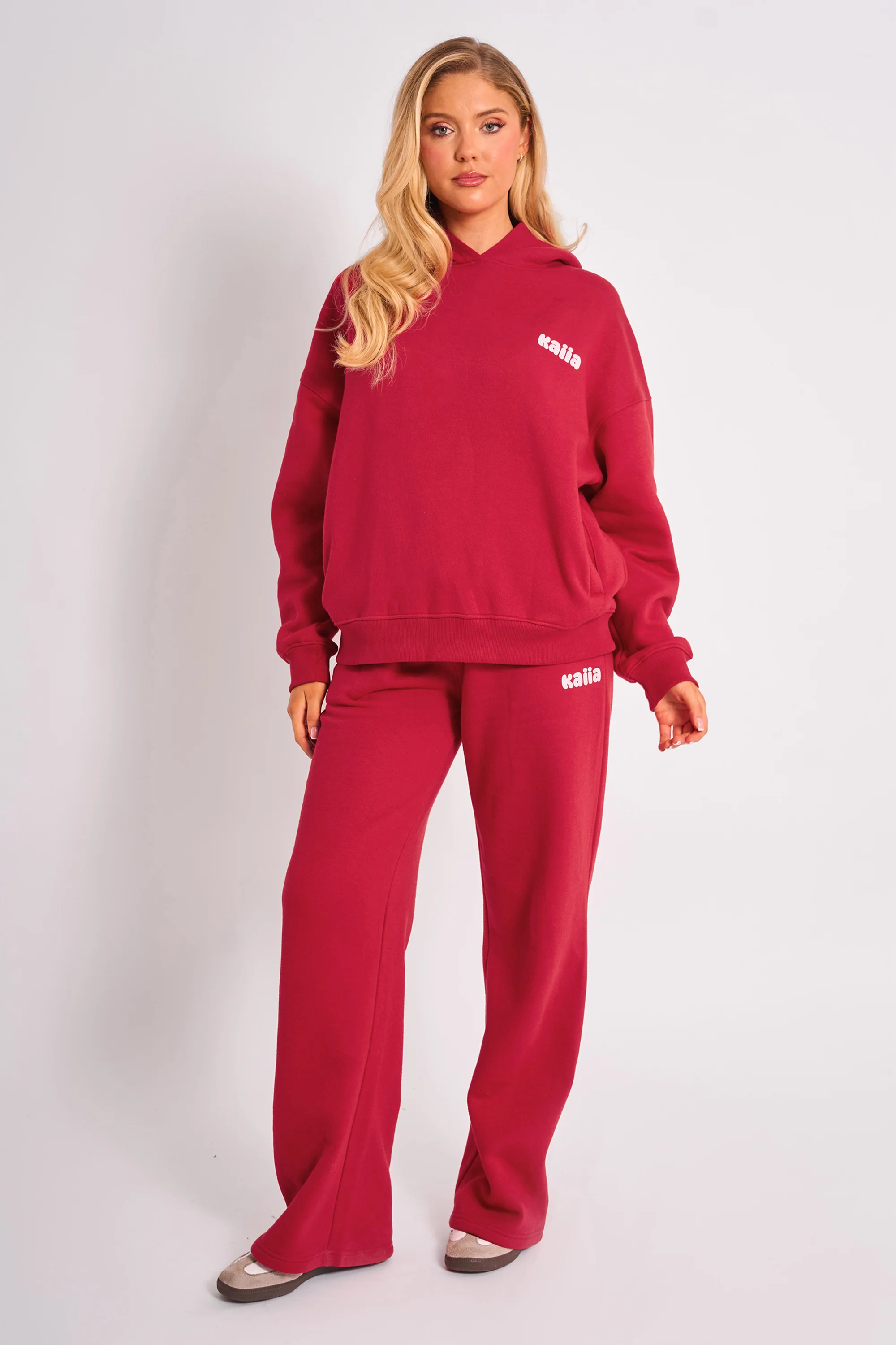 Kaiia Studio Cherry Graphic Oversized Hoodie Red & Pink - Image 3