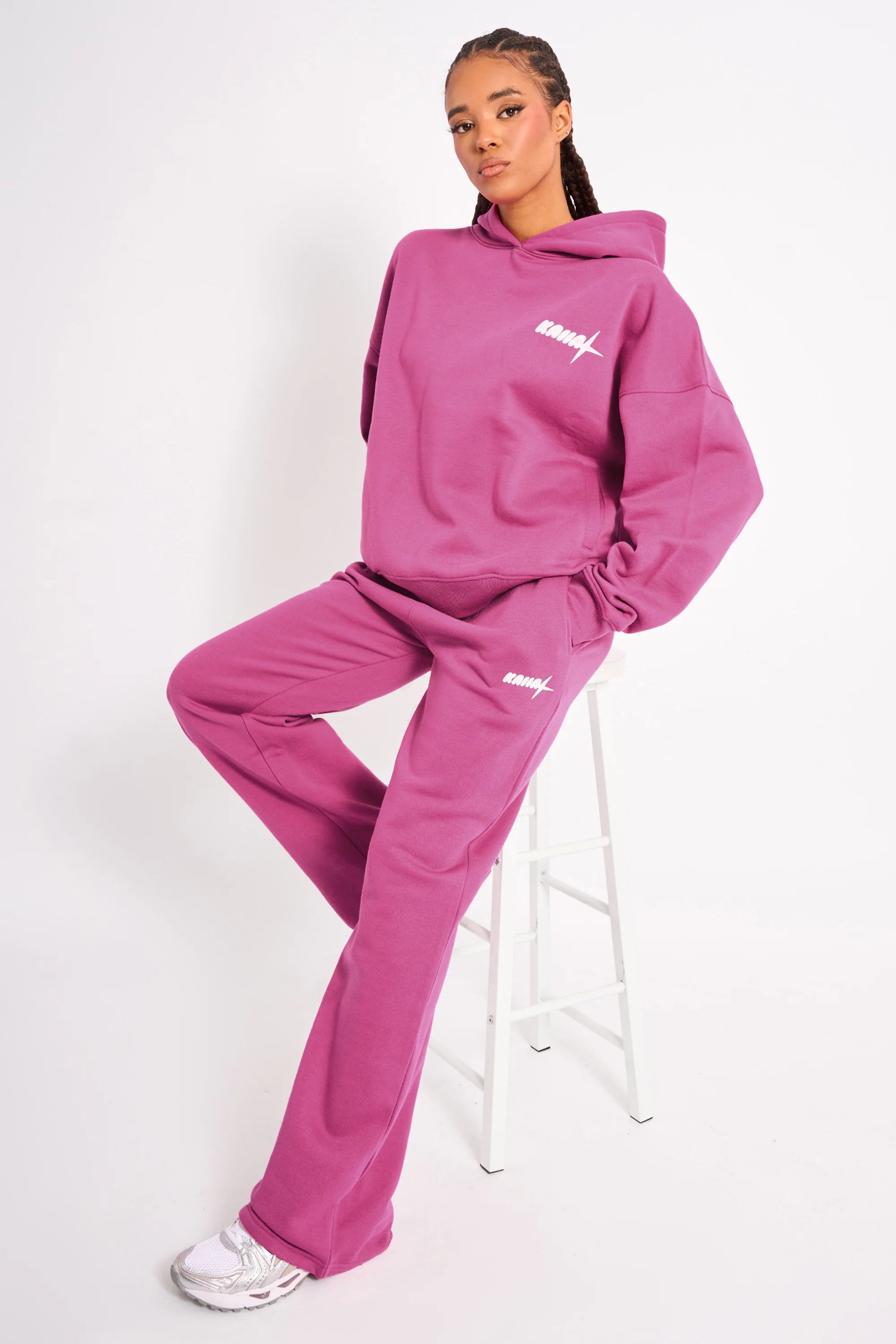 Kaiia Star Graphic Oversized Hoodie Hot Pink - Image 3