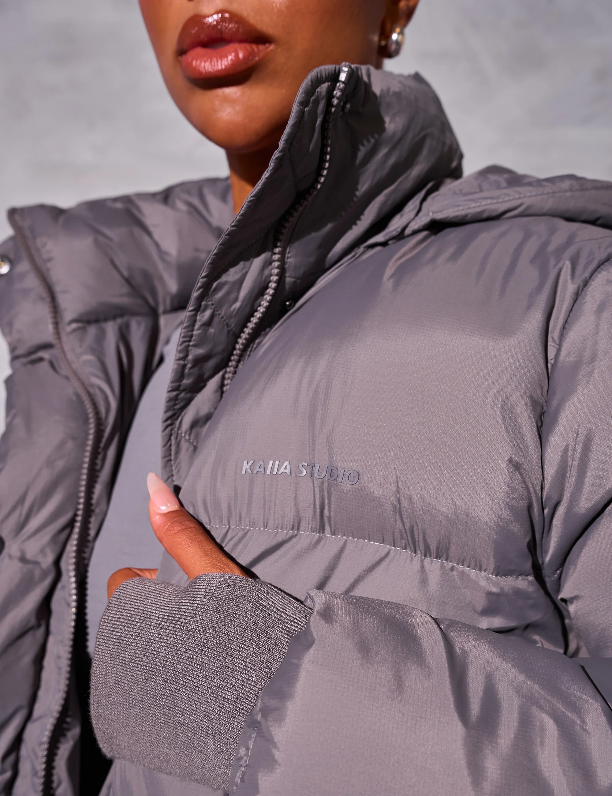 Kaiia Studio Oversized Puffer Coat Grey - Image 3